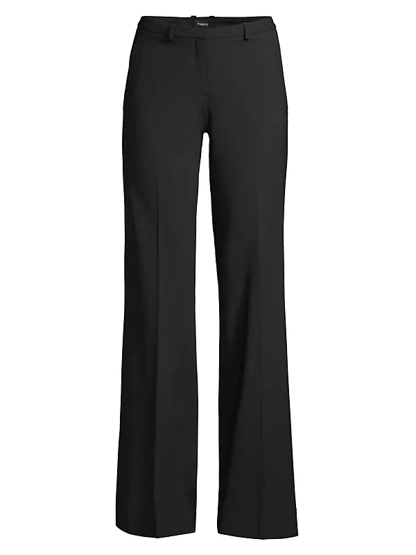 Theory Women's Black Wool Blend Dress Trouser Classic Pants Size 8