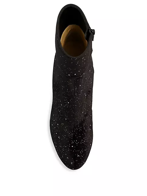 Christian Louboutin Men's Velvet Zip Ankle Boots w/ Chain, Black, Men's, 6D, Boots Ankle Boots & Booties