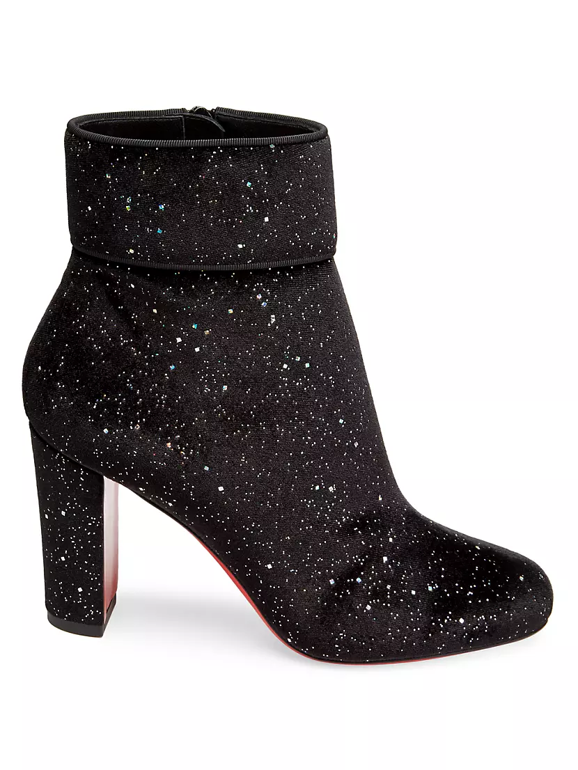 Shop Christian Louboutin Moulamax Glitter Velvet Ankle Boots