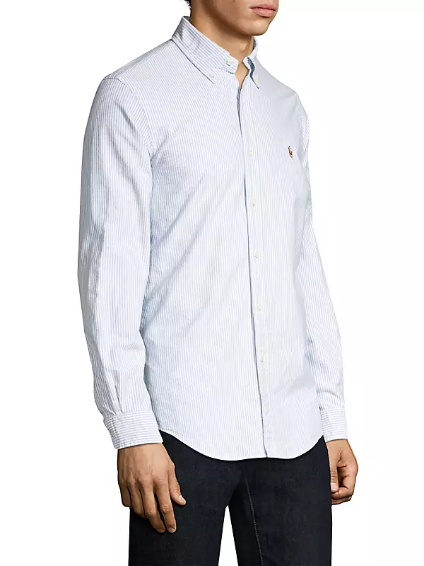 Regular-fit striped oxford shirt · White · Shirts