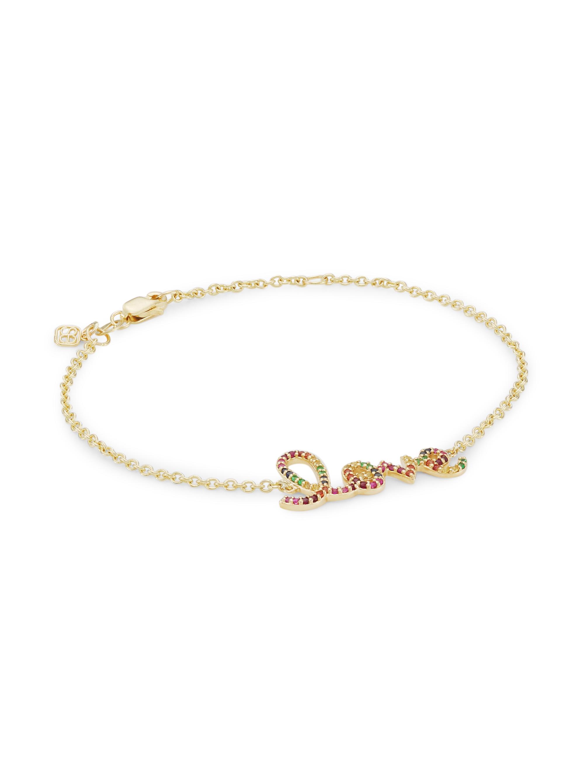 Sydney Evan Women's 14K Yellow Gold & Multi-Stone Rainbow 'Love' Charm Bracelet