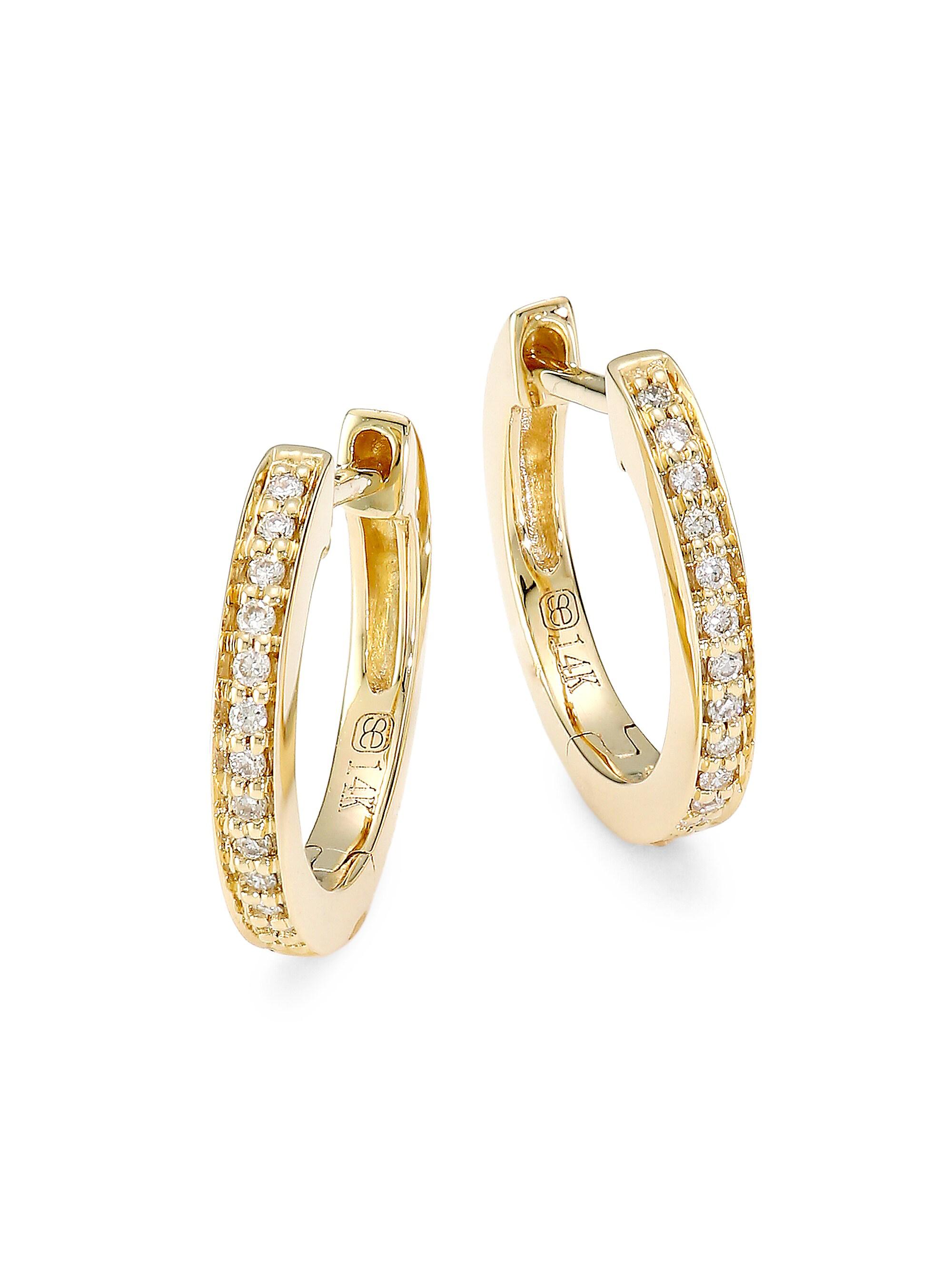 Sydney Evan Women's 14K Yellow Gold & Diamond Huggie Hoop Earrings