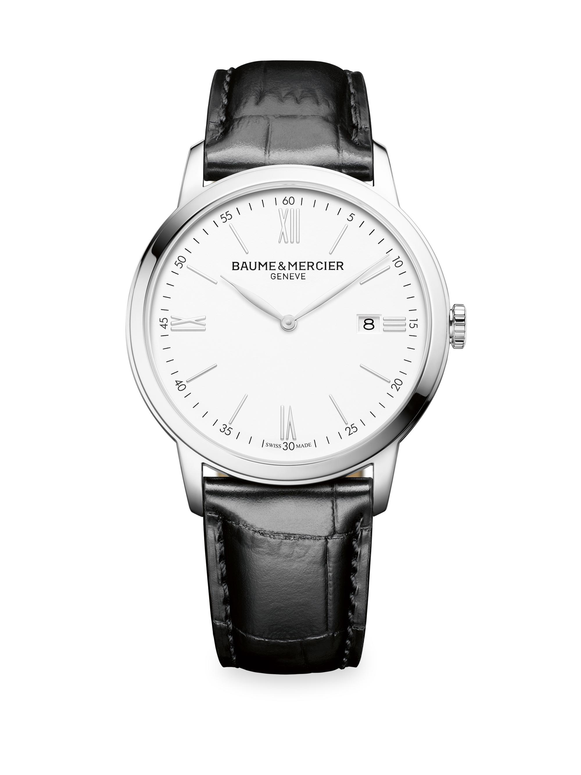 Baume & Mercier Women's Classima White, Stainless Steel & Alligator Watch - Black