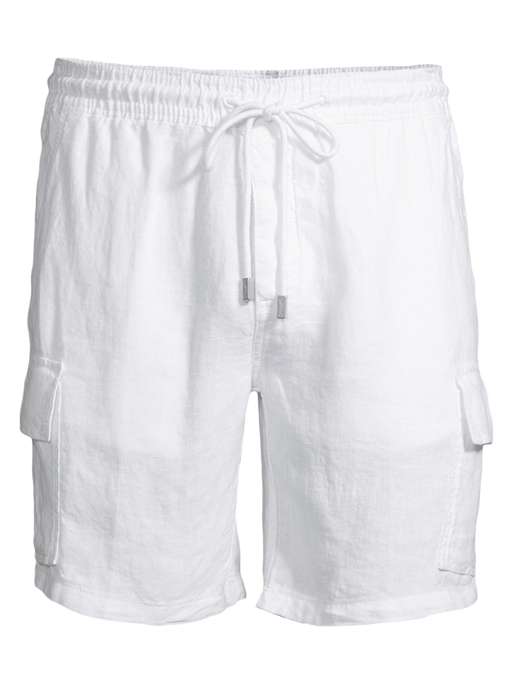 Vilebrequin Men's Linen Cargo Shorts - White