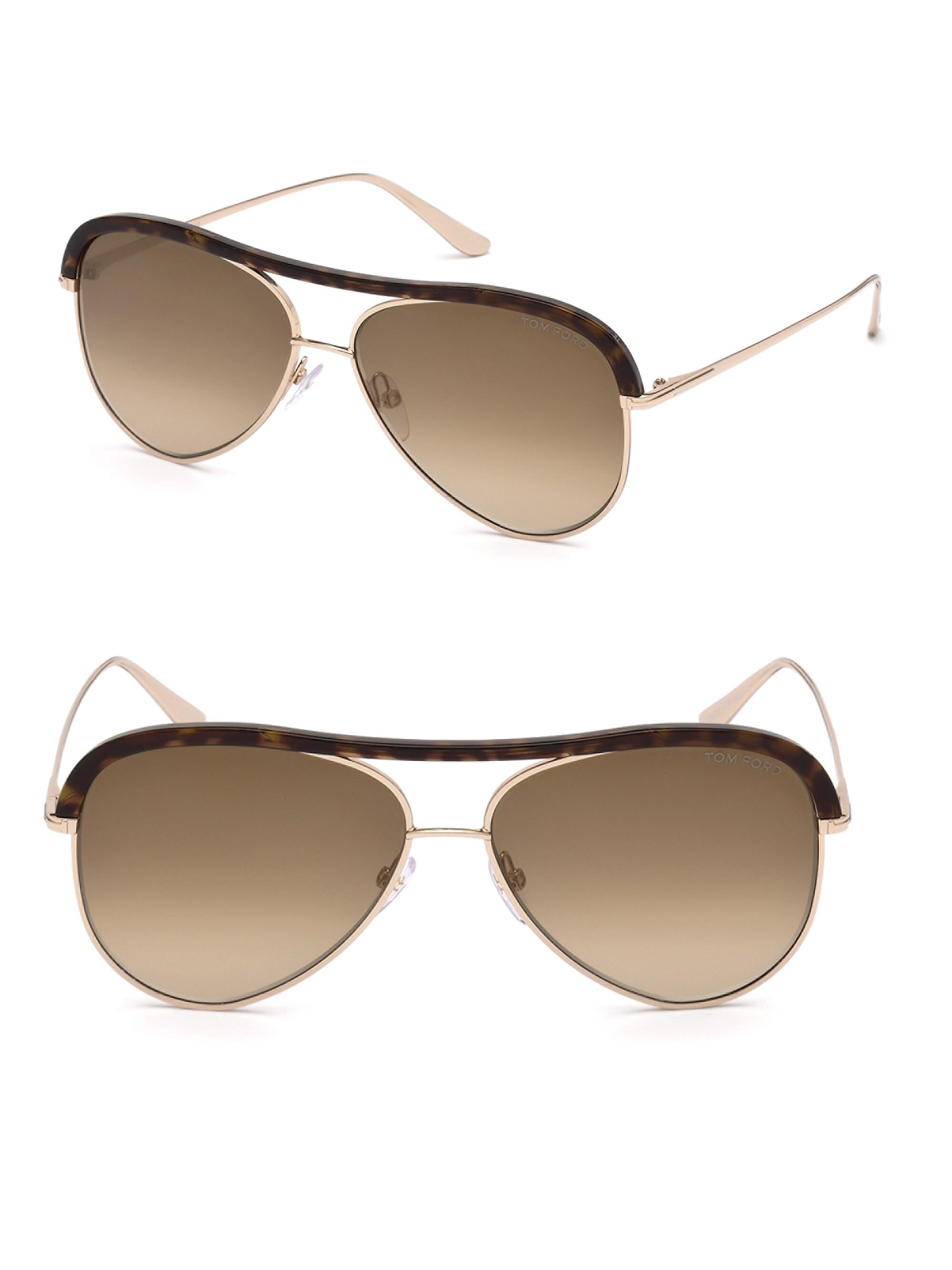 TOM FORD Women's Sabine 60MM Aviator Sunglasses - Gold