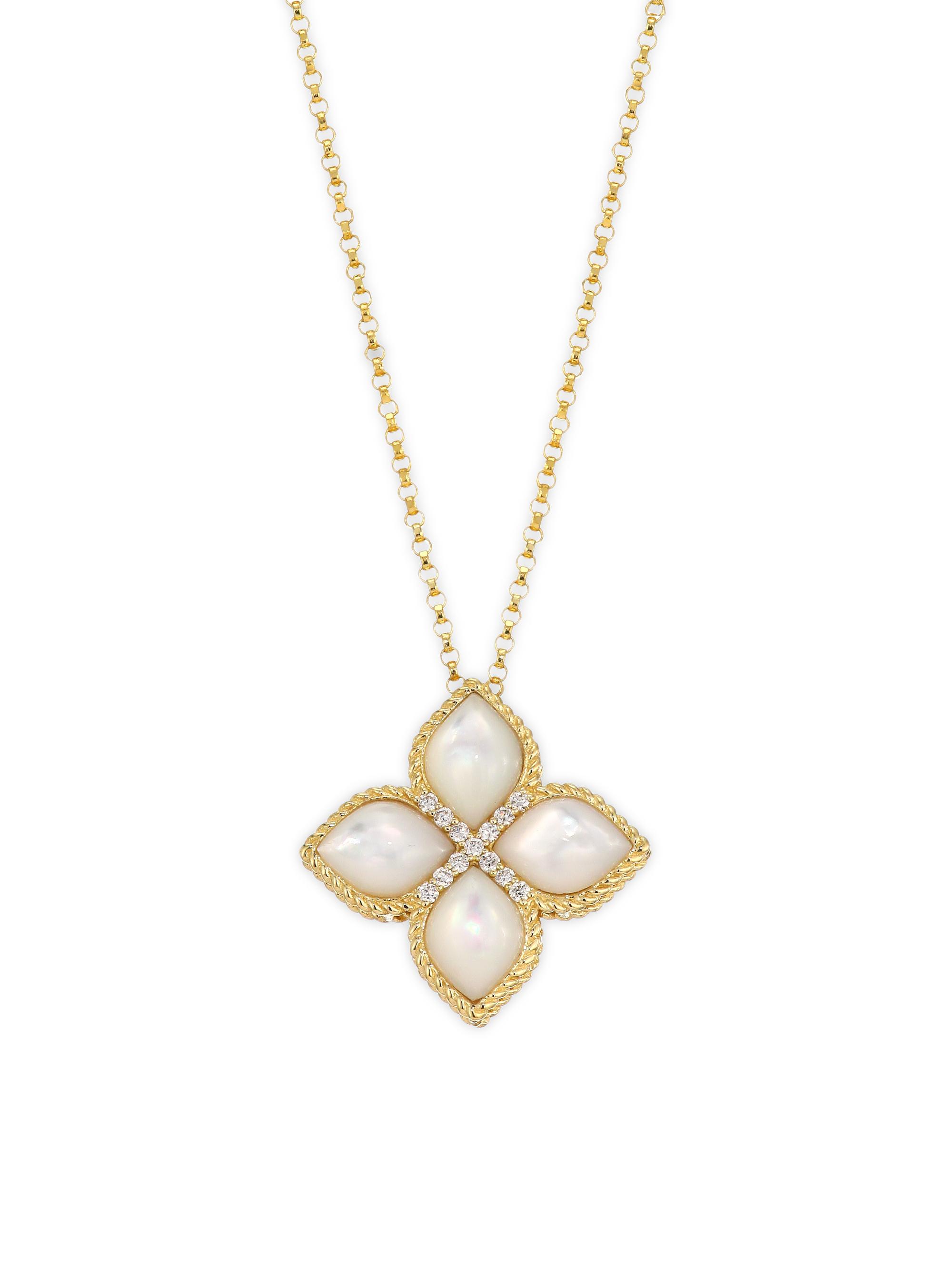 Roberto Coin Women's Venetian Princess 18K Yellow Gold, Diamonds & Mother-of-Pearl Pendant Necklace - Venetian Princess