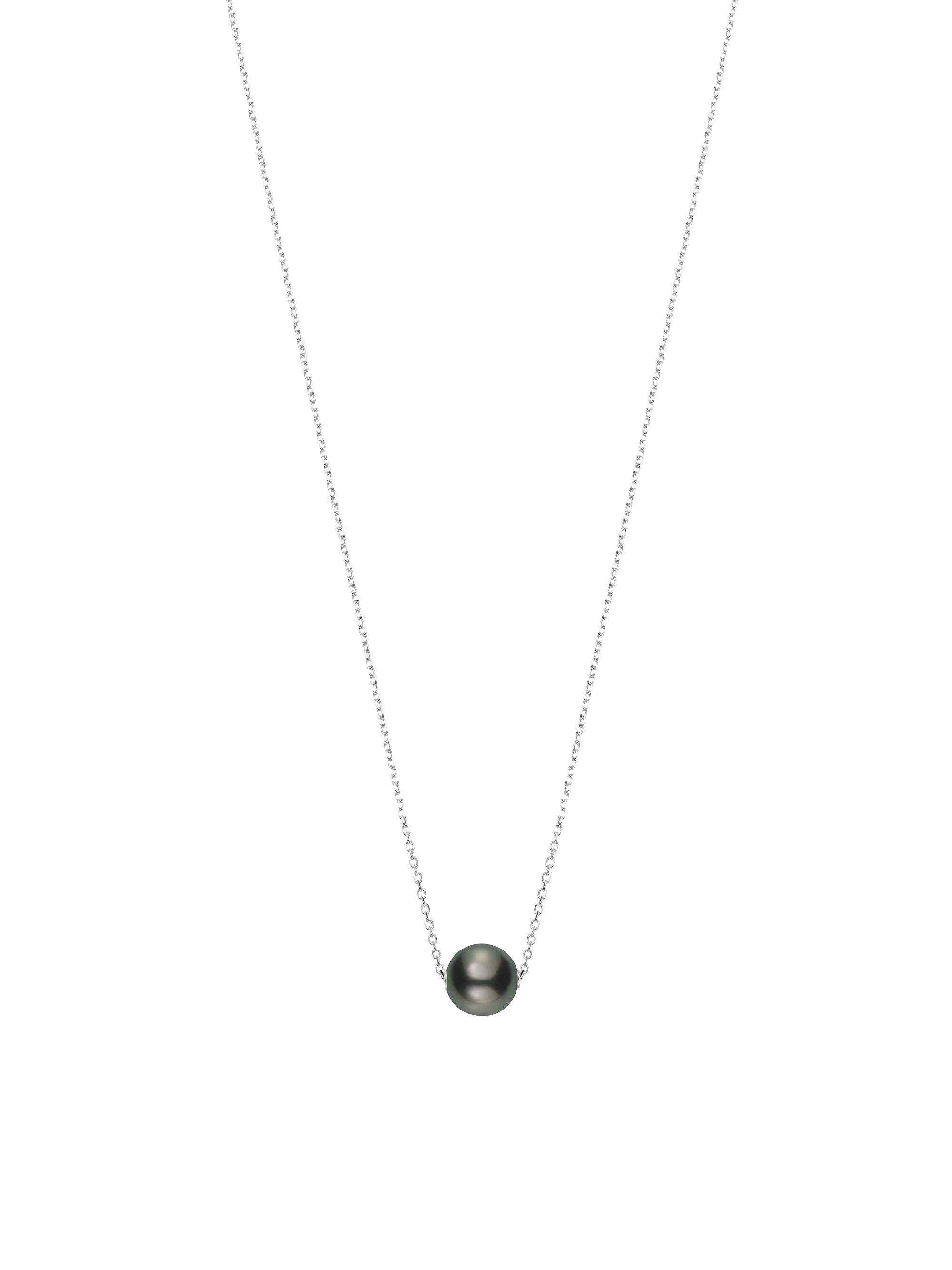 Mikimoto Women's 10MM Black Cultured Pearl & 18K White Gold Pendant Necklace - White Gold