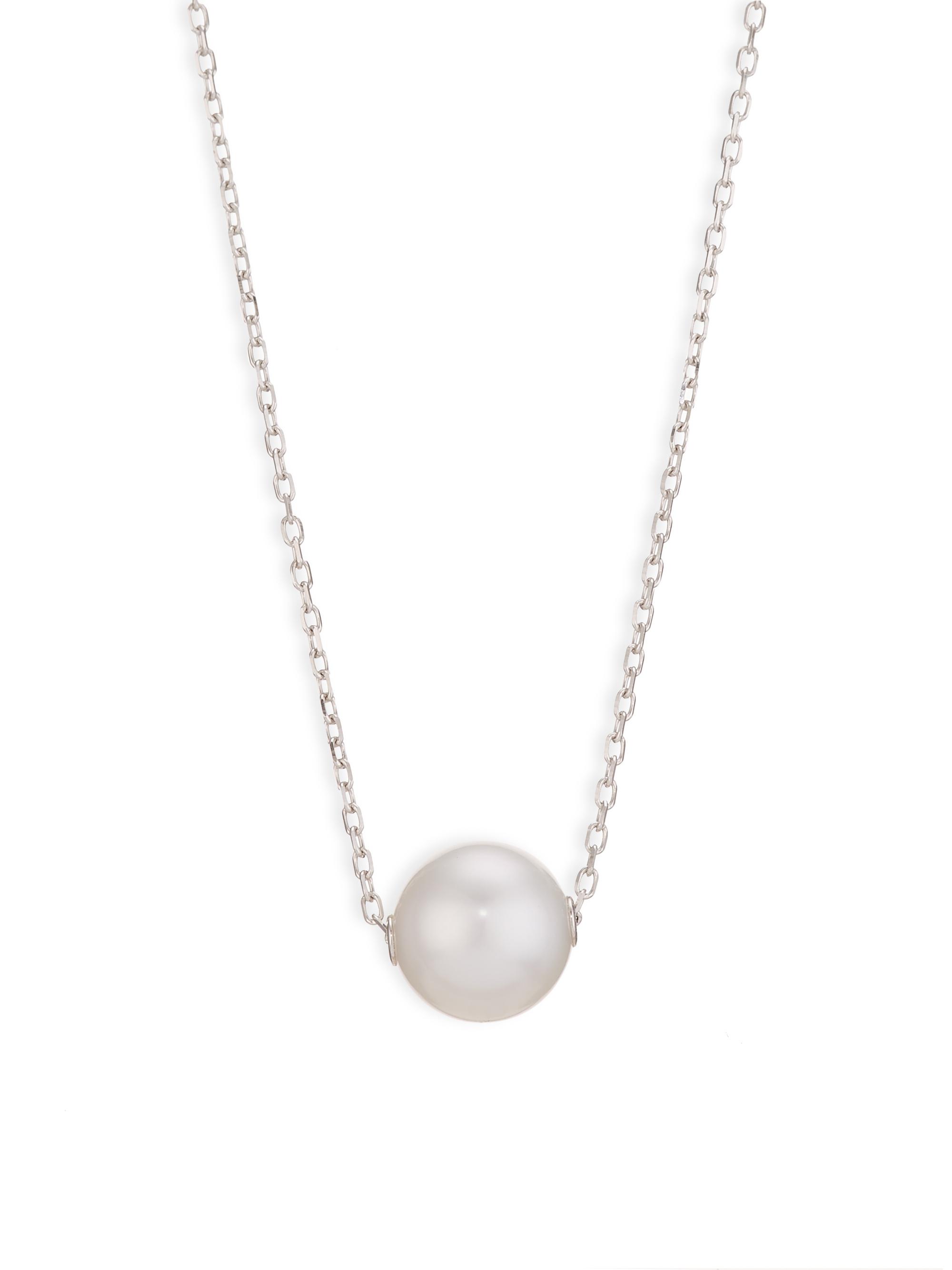 Mikimoto Women's 18K White Gold & 10MM Pearl Pendant Neckace - White Gold