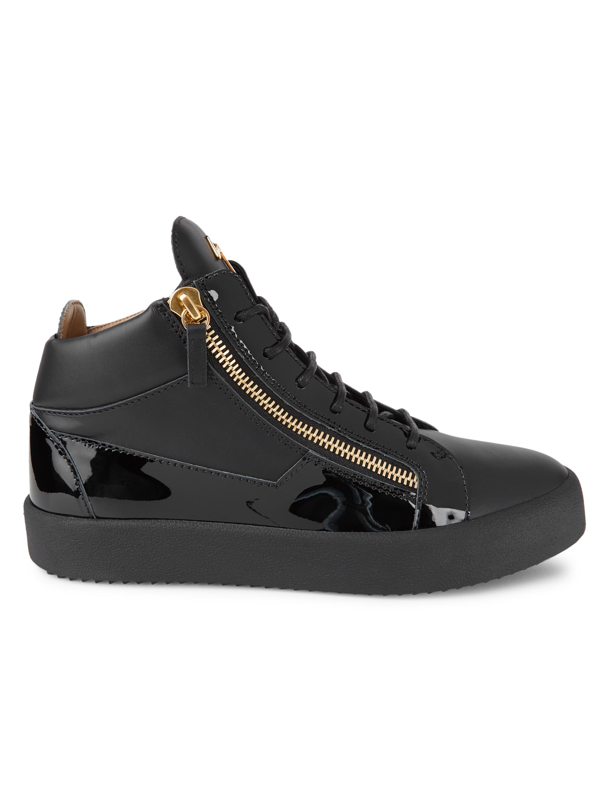 Giuseppe Zanotti Men's Kriss Zip Leather Mid-Top Sneakers - Black
