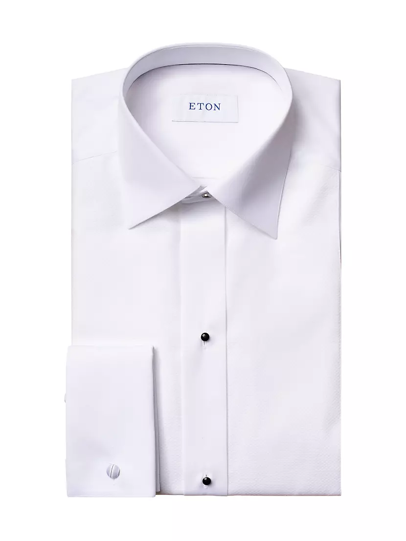 Eton Slim Fit Pique Tuxedo Shirt in White
