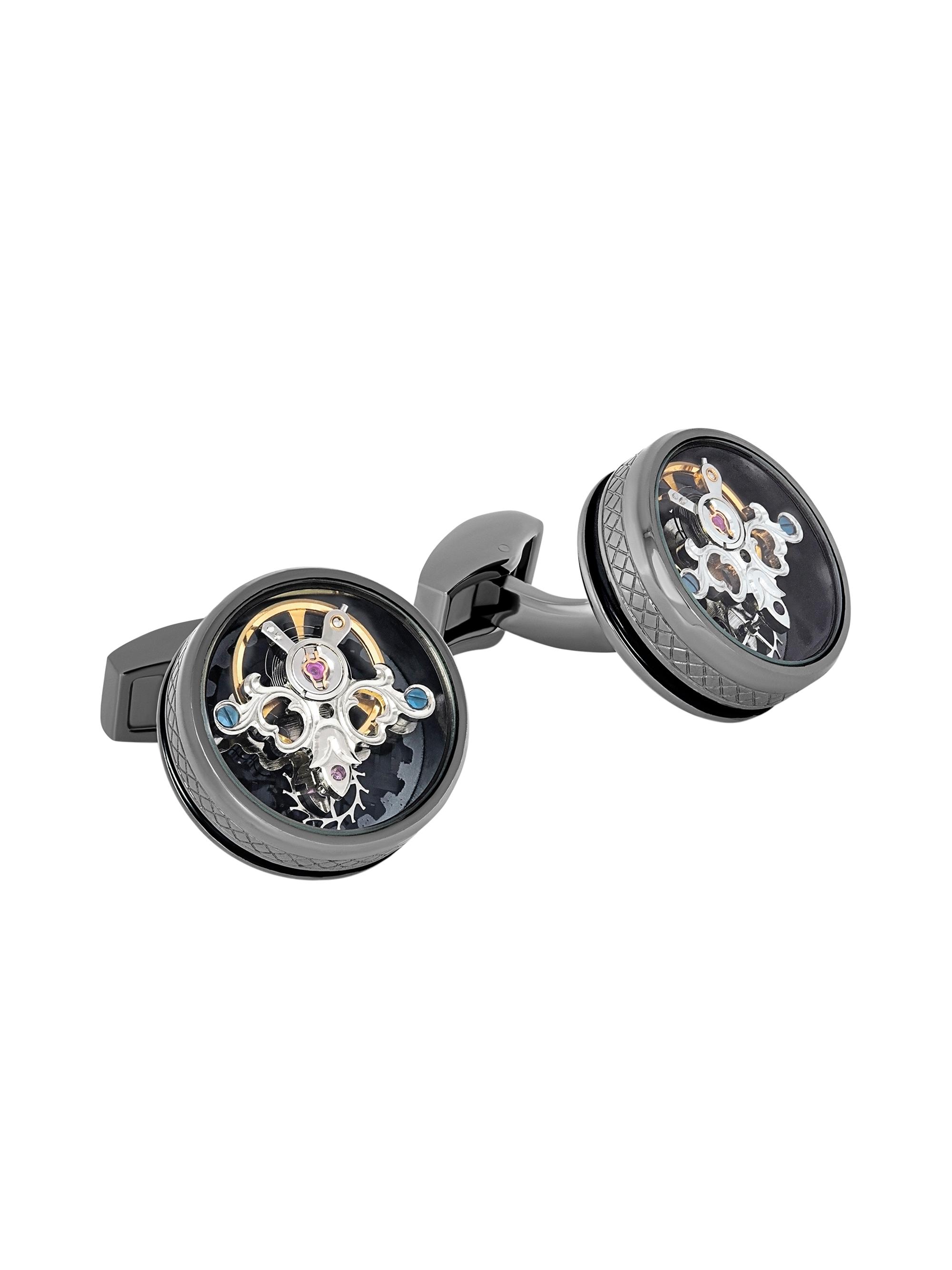 Tateossian Men's Round Tourbillon Cufflinks - Black