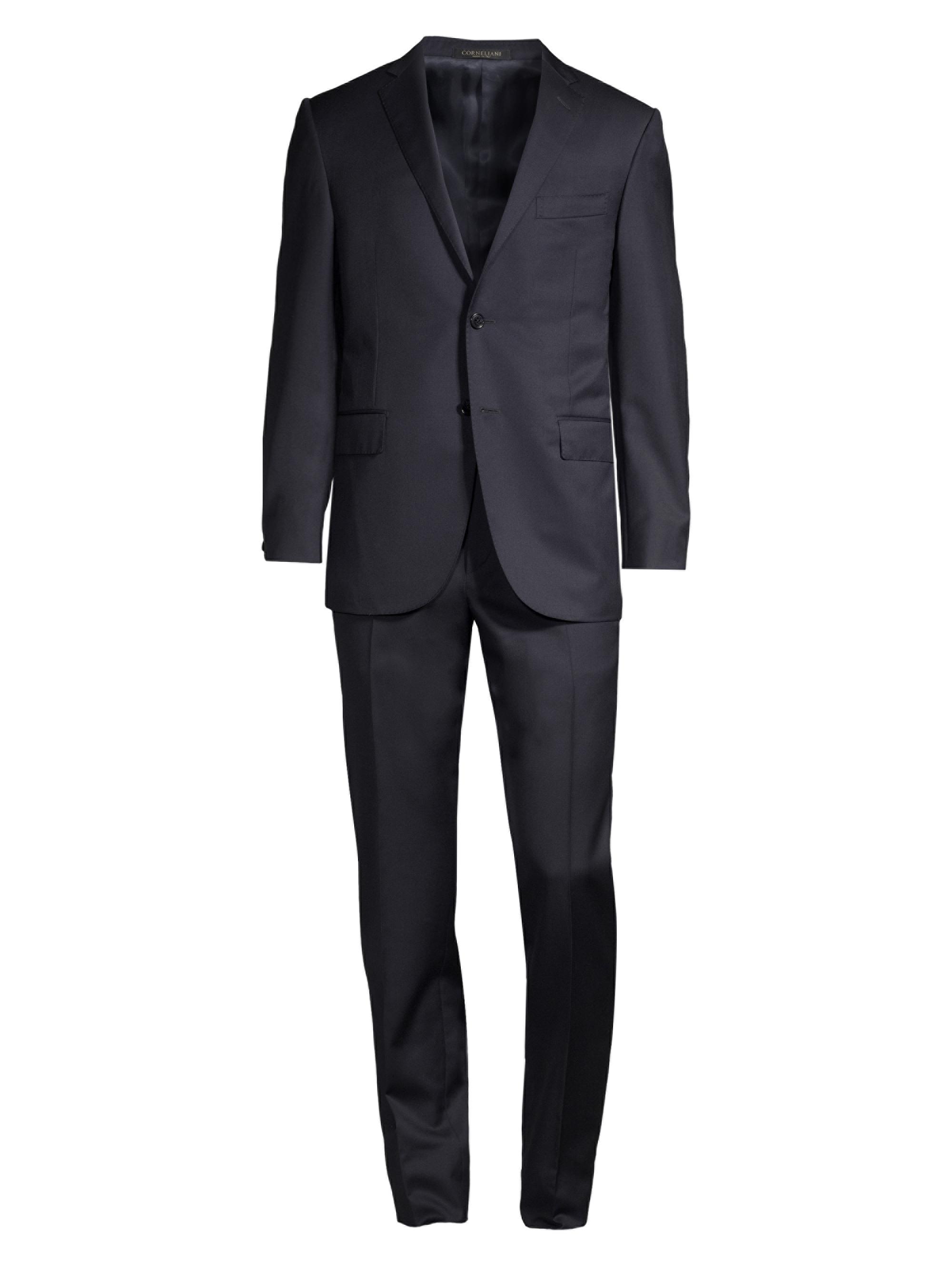 CC COLLECTION CORNELIANIダークストライプ スーツ50 Corneliani Regular-Fit Solid Woven Wool Suit | Saks Fifth Avenue
