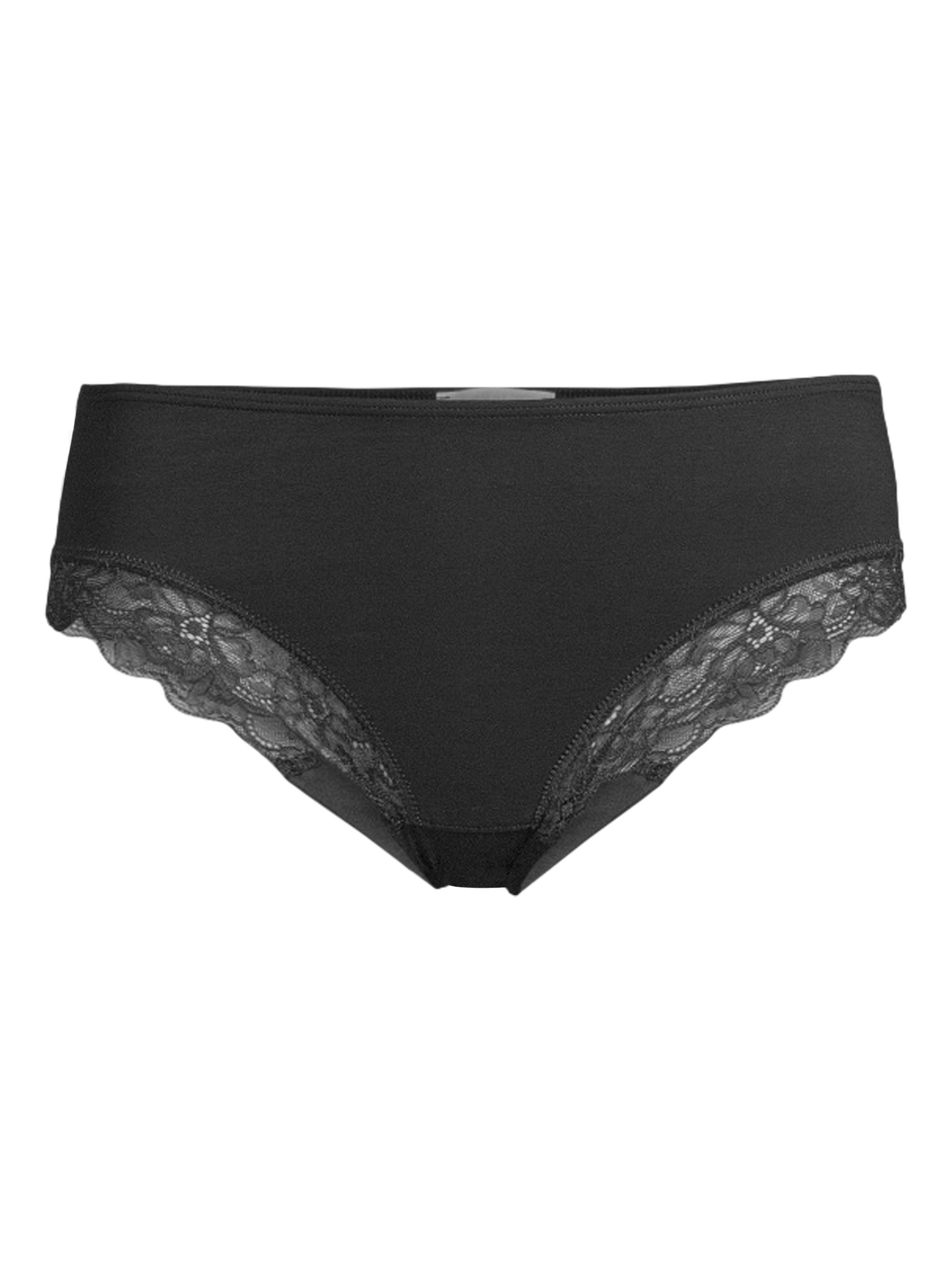 Hanro Women's Cotton Lace Hi-Cut Brief - Black