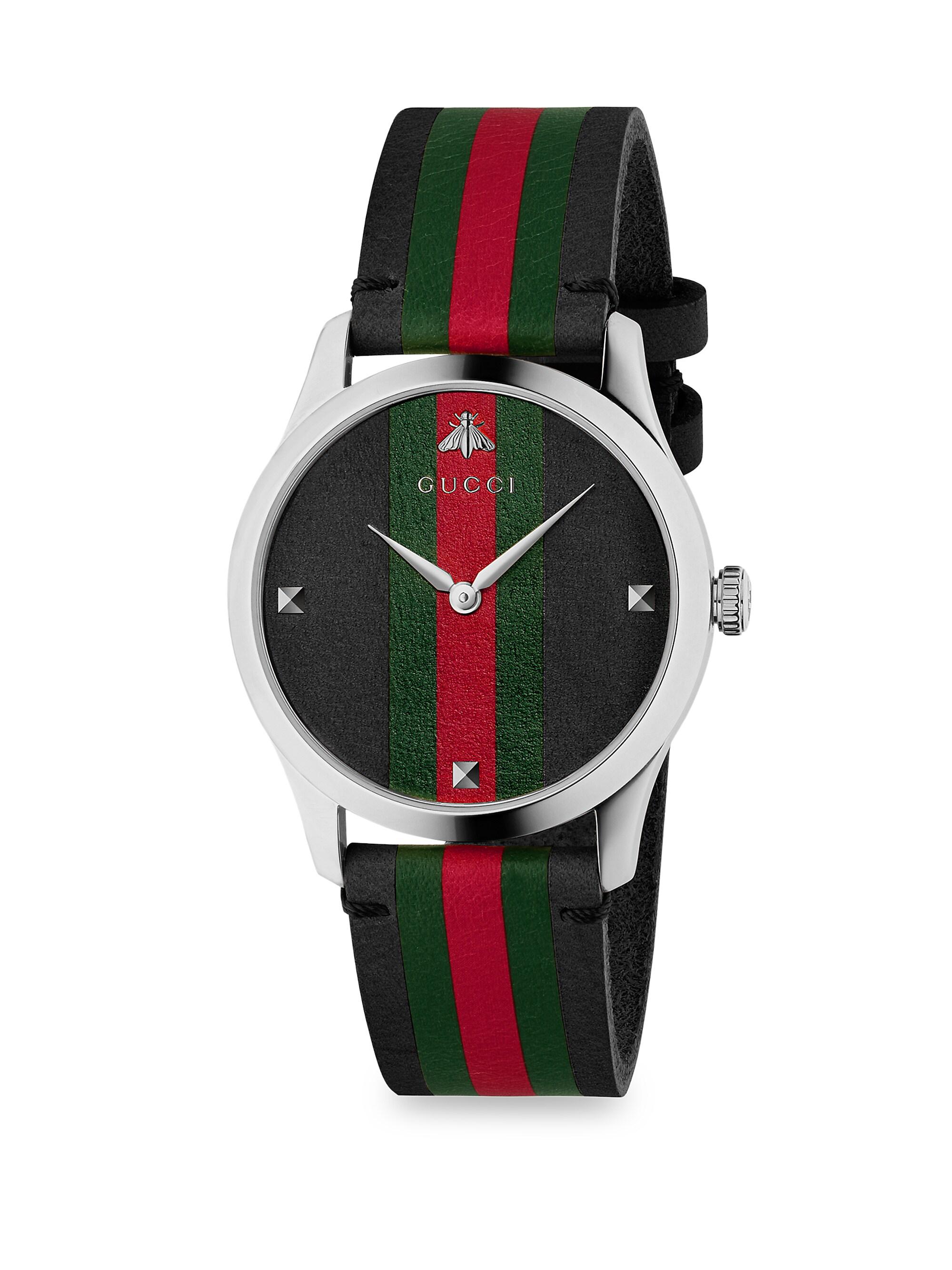 Gucci Men's G-Timeless Stainless Steel Stripe Web Strap Watch