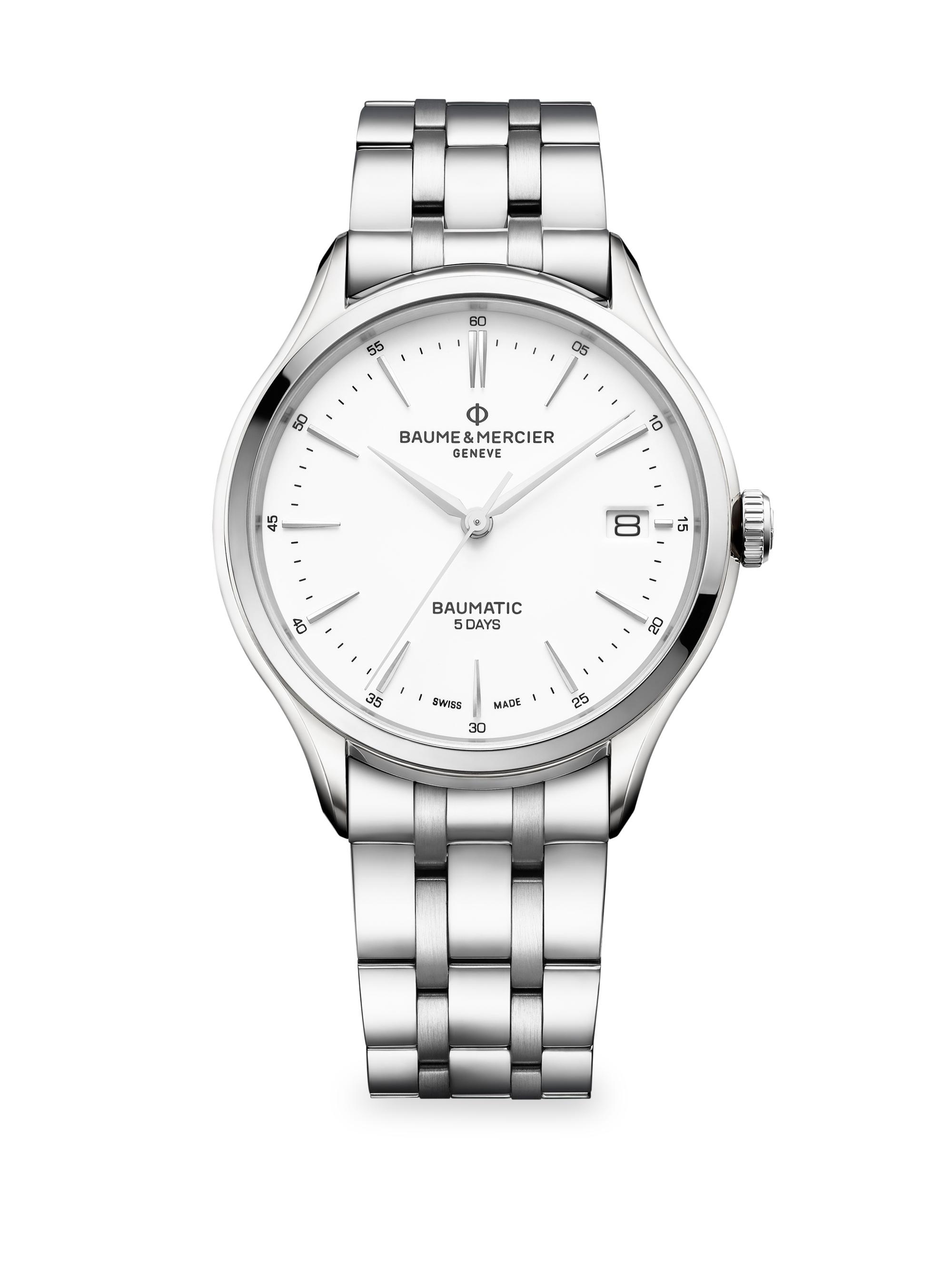Baume & Mercier Women's Clifton Baumatic Stainless Steel Rhodium-Plated Bracelet Watch
