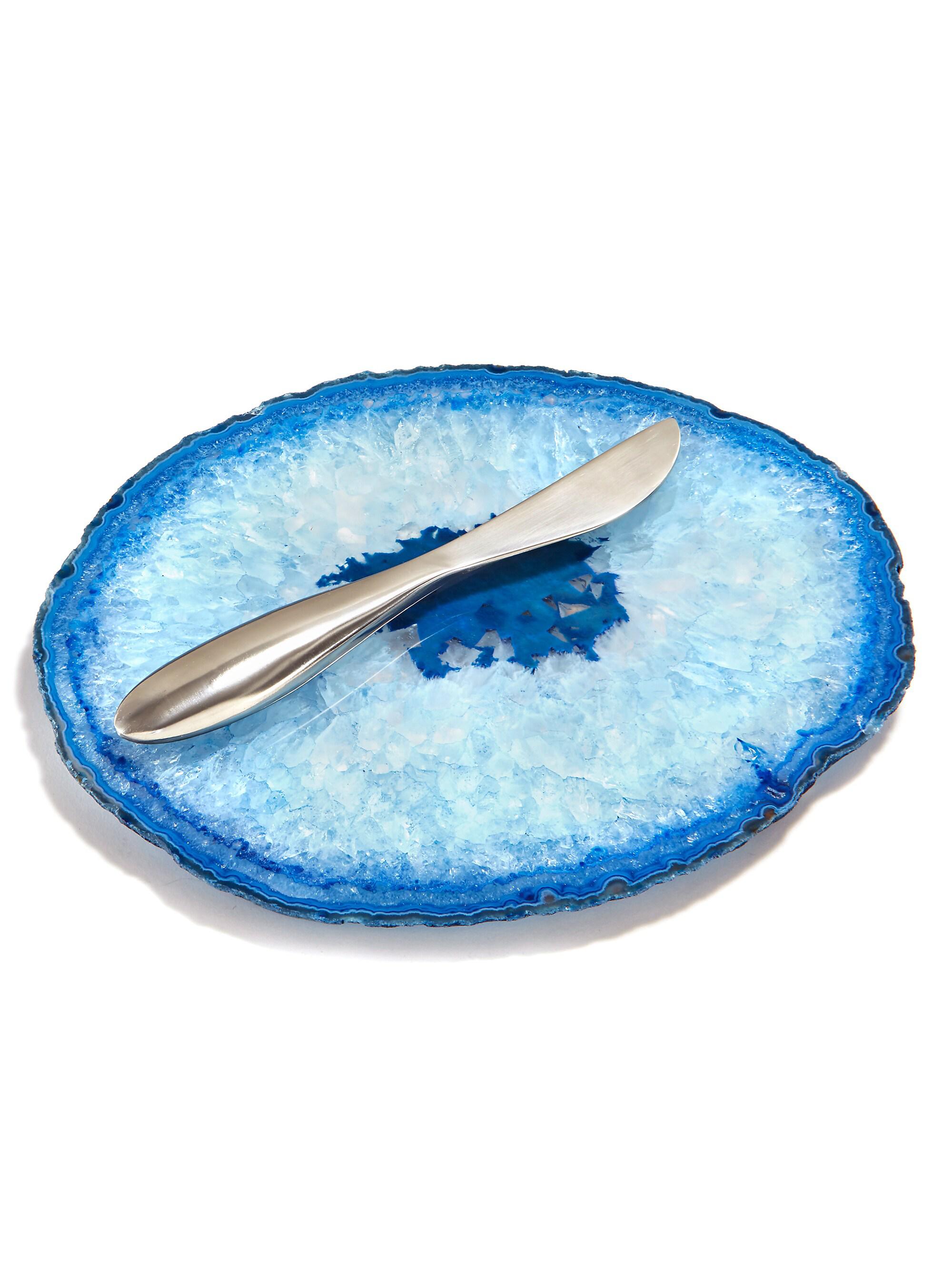 Anna New York Agate Small Plate & Spreader - Blue