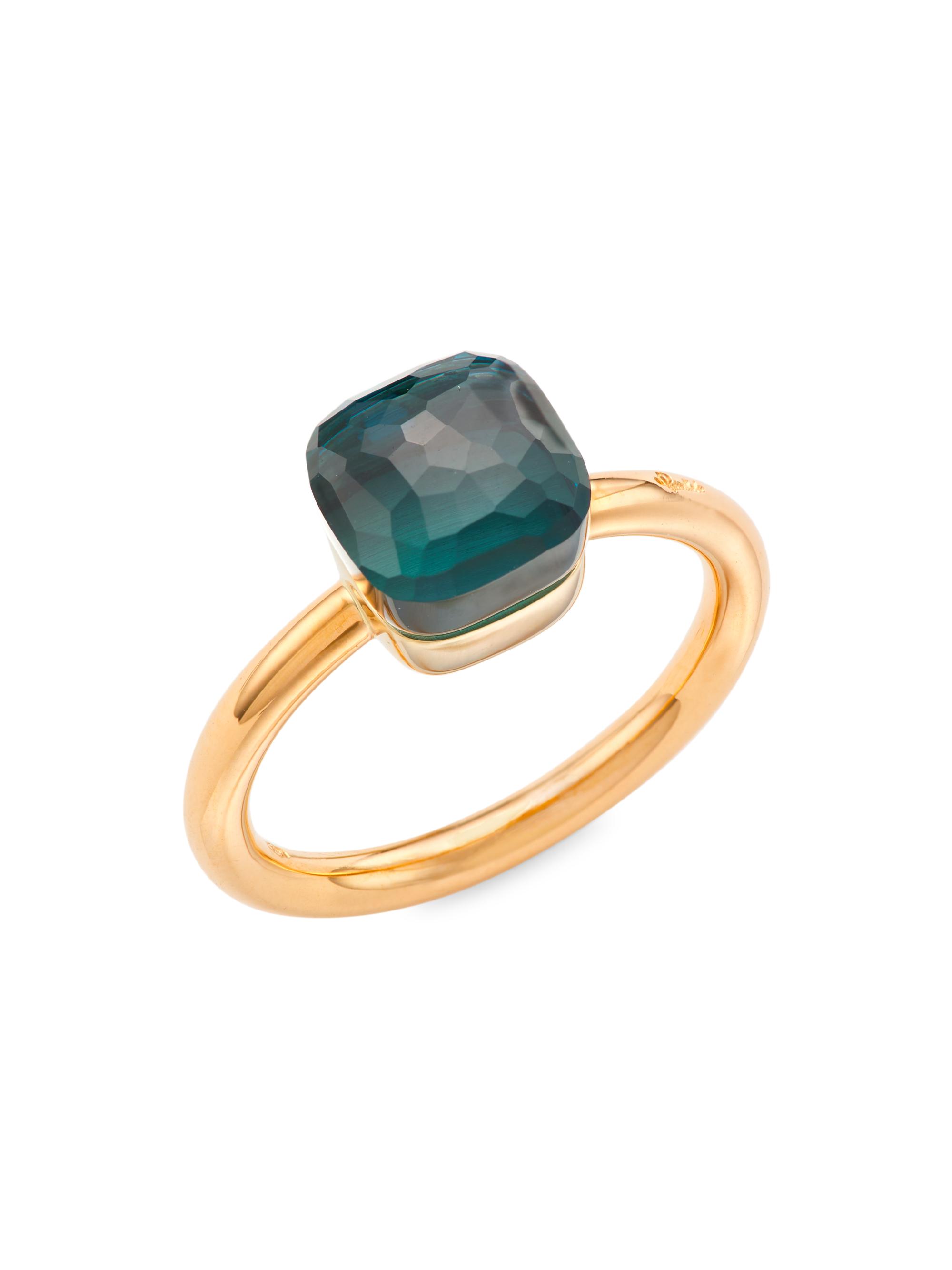 Pomellato Women's Nudo Two-Tone 18K Gold & London Blue Topaz Ring - Rose Gold