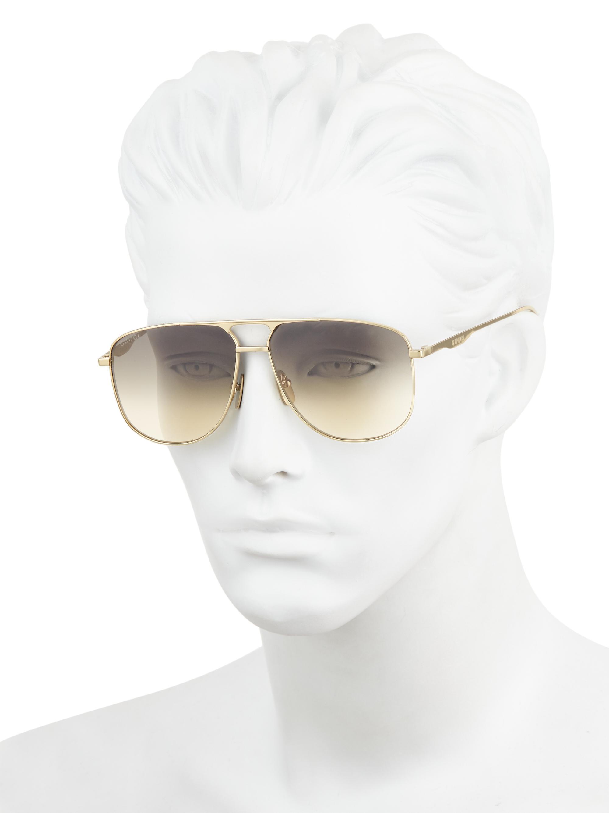 Gucci | Gold | Men's 60MM Navigator Sunglasses - Gold_ | $460 | A