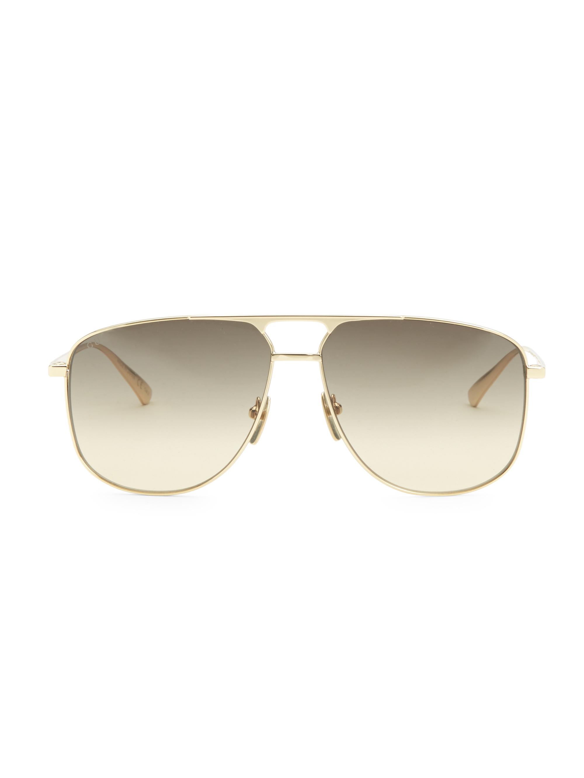 Gucci Men's 60MM Navigator Sunglasses - Gold
