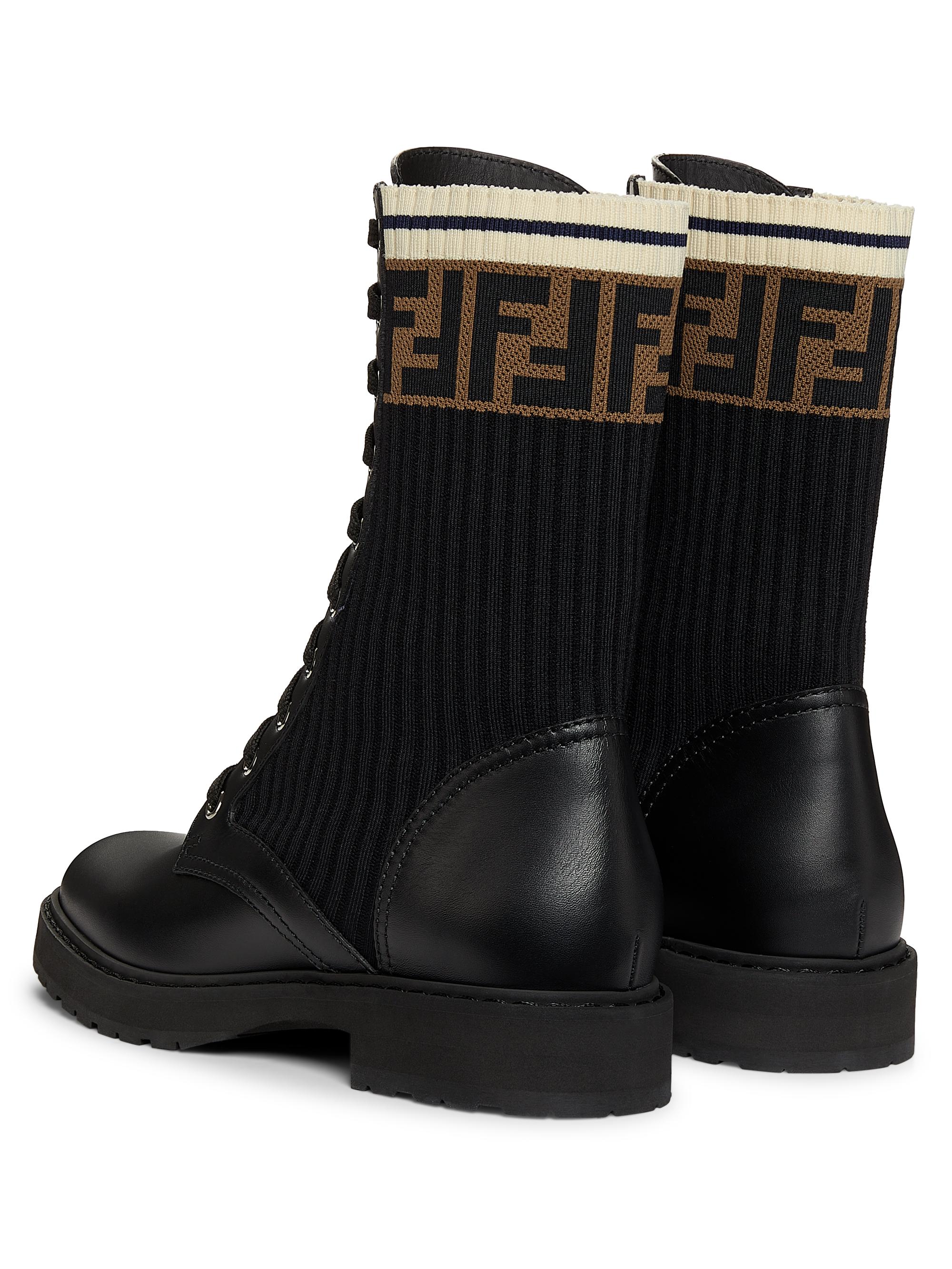 Fendi Rockoko Leather Knit Combat Boots Saks Fifth Avenue