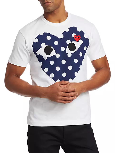 Comme des Garçons Play Men's Polka Dot Logo T-Shirt - White - Size Medium