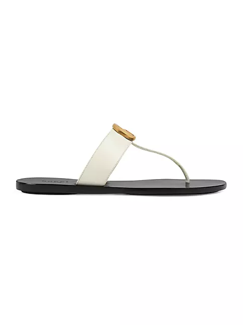 GG Leather Thong Sandals in White - Gucci