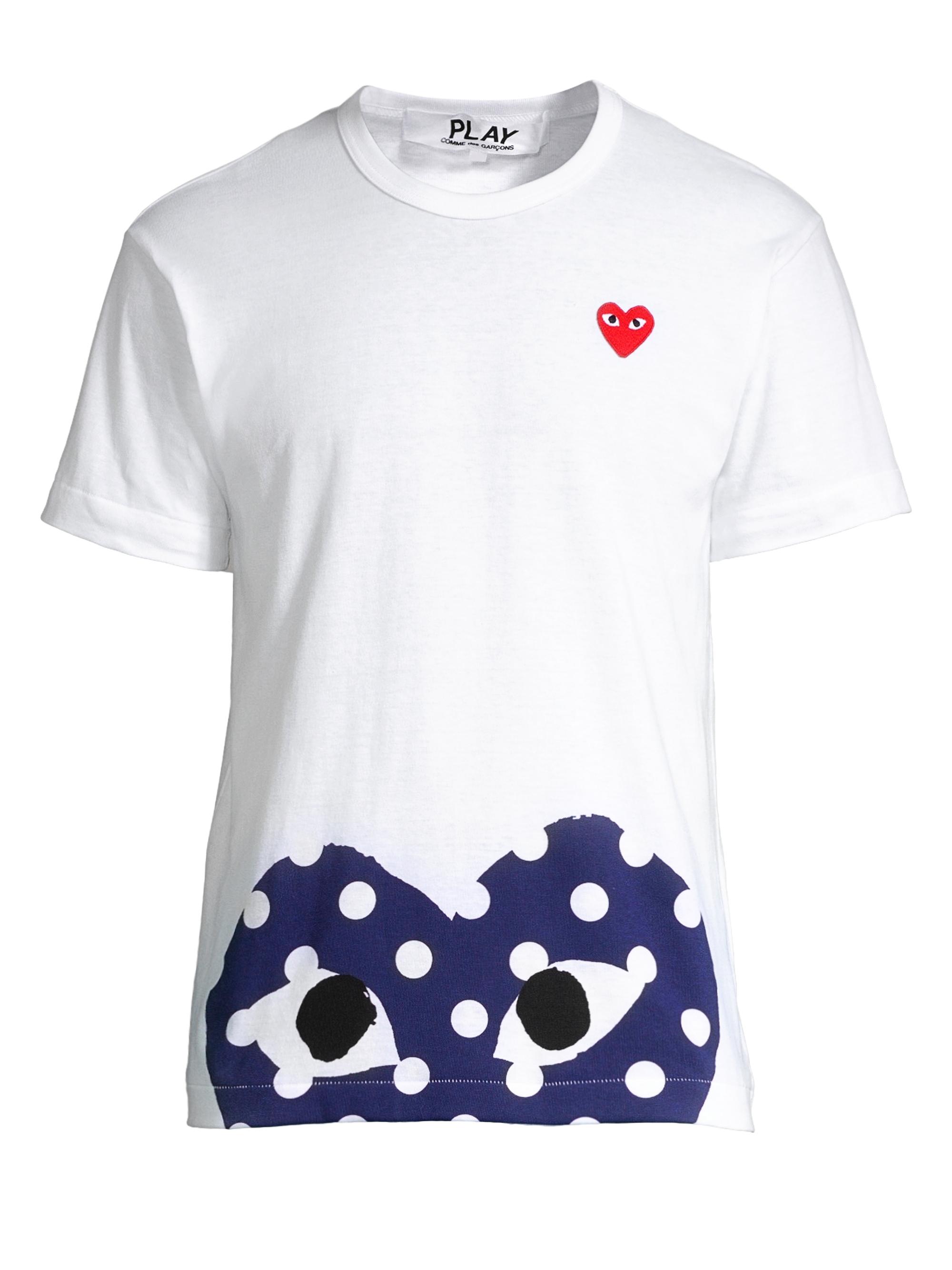 Comme des Garçons PLAY Men's Half Polka Dot Graphic Tee - White