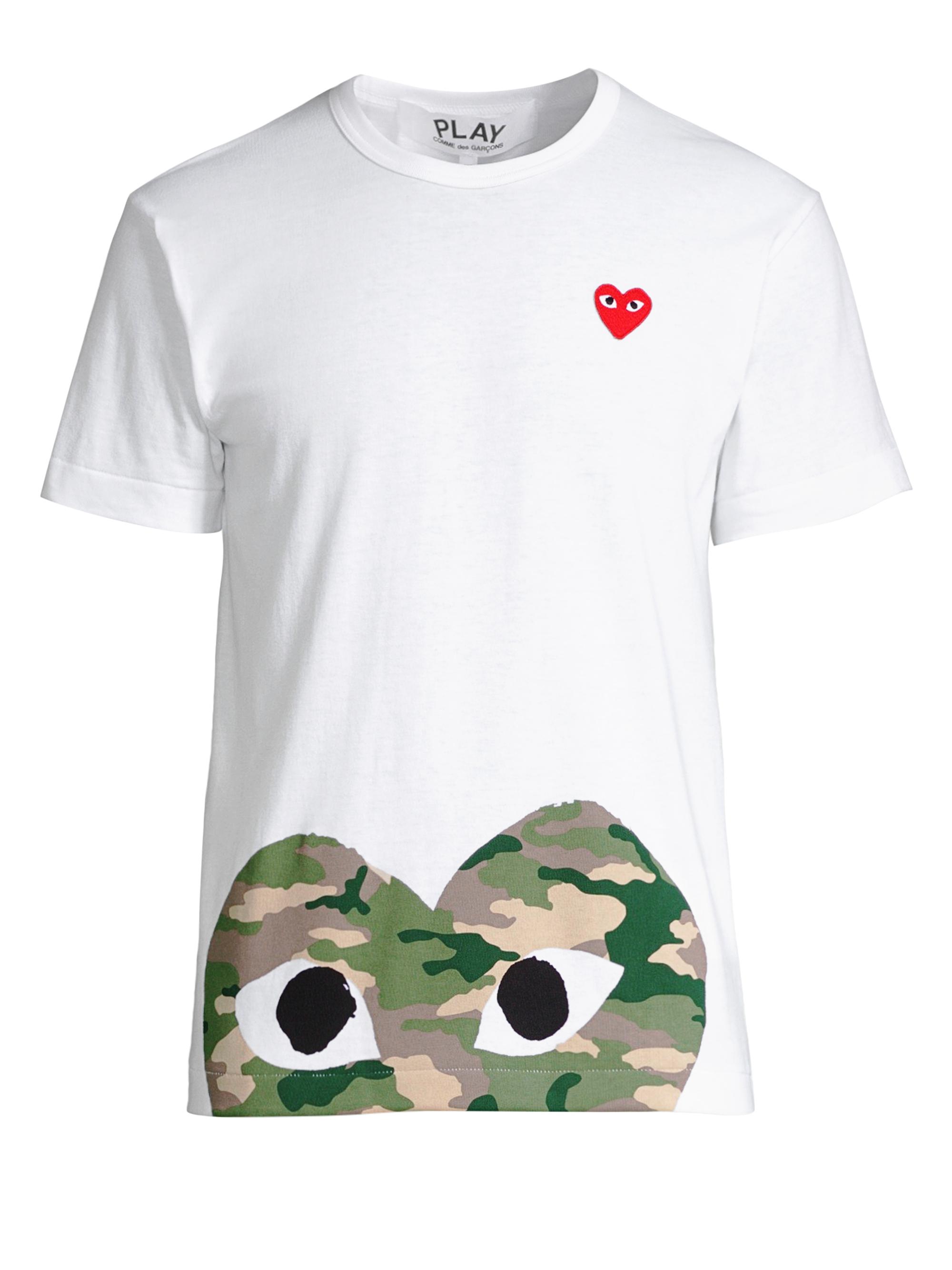 Comme des Garçons PLAY Men's Half Camo Heart Tee - White