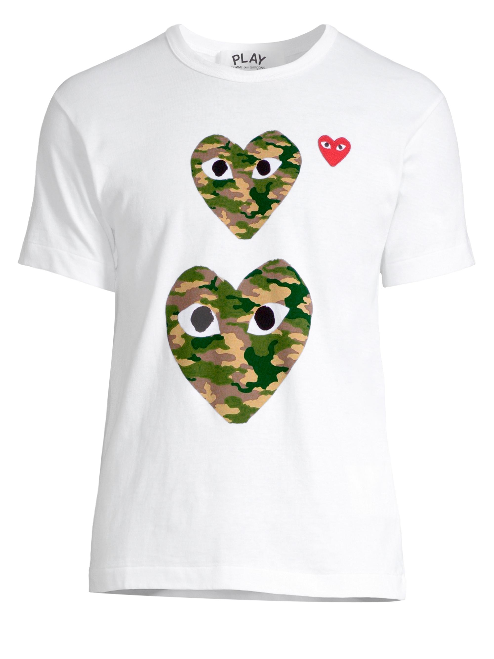 Comme des Garçons PLAY Men's Double Camo Logo T-Shirt - White