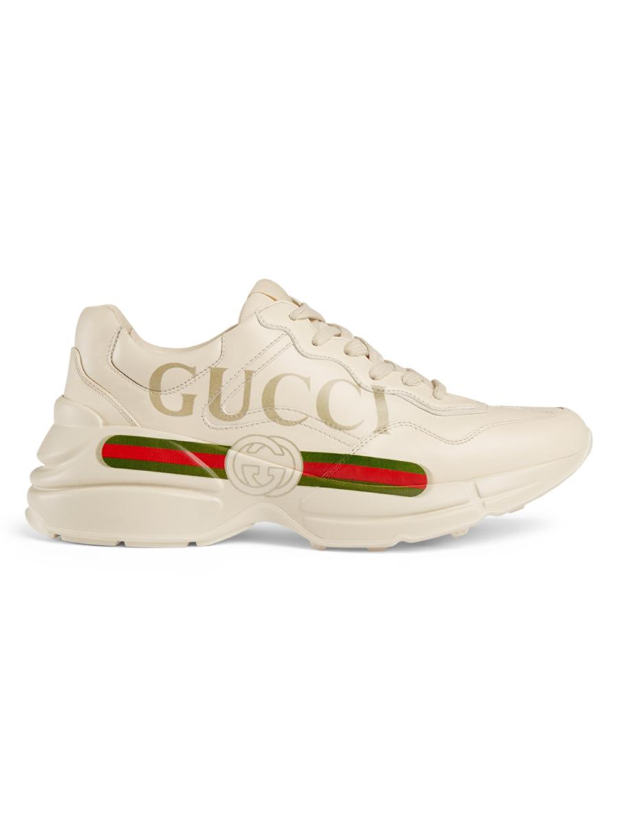 Gucci Rhyton Gucci Logo Leather Sneaker | Saks Fifth Avenue