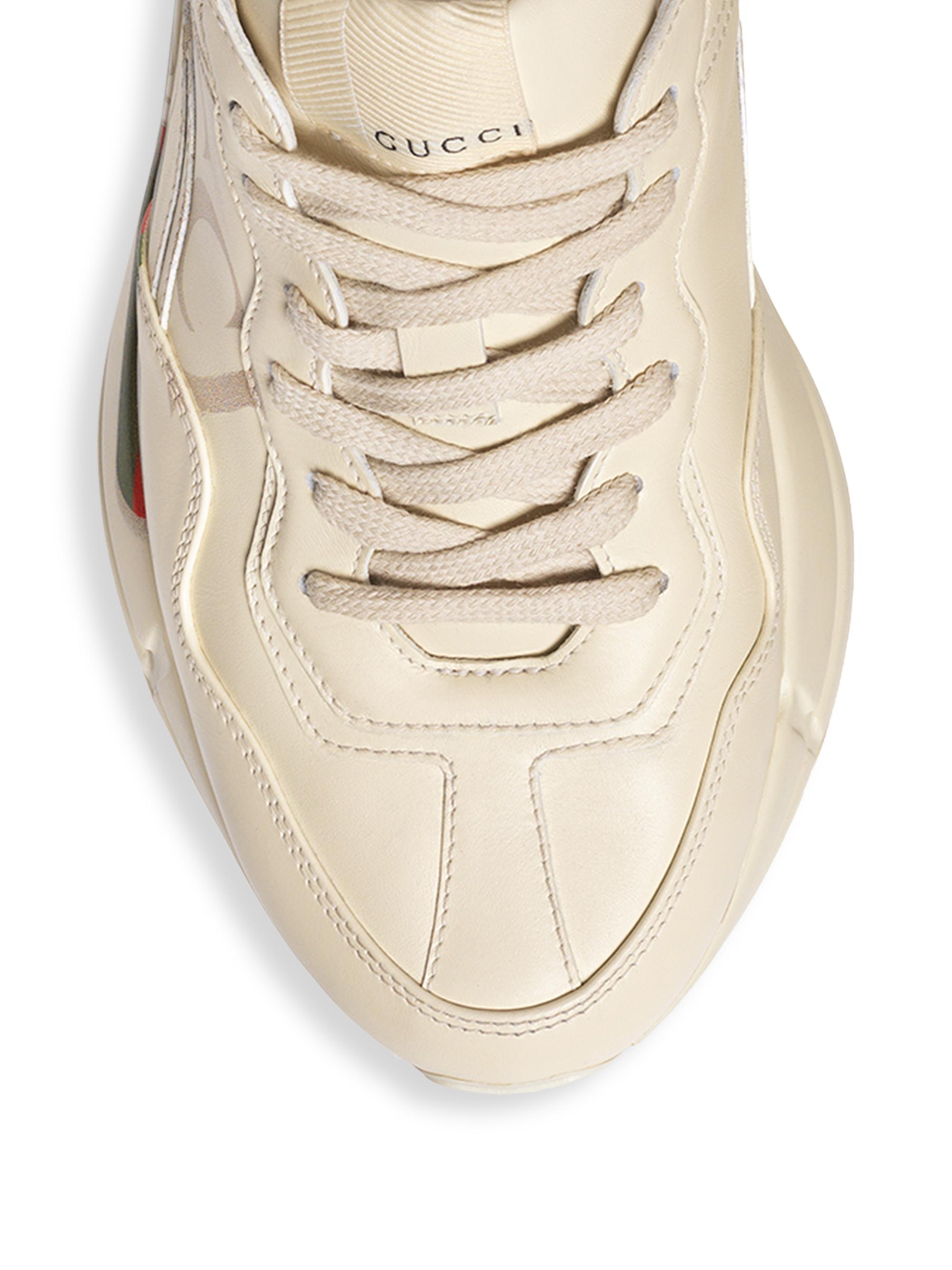 Gucci Rhyton Gucci Logo Leather Sneaker | Saks Fifth Avenue