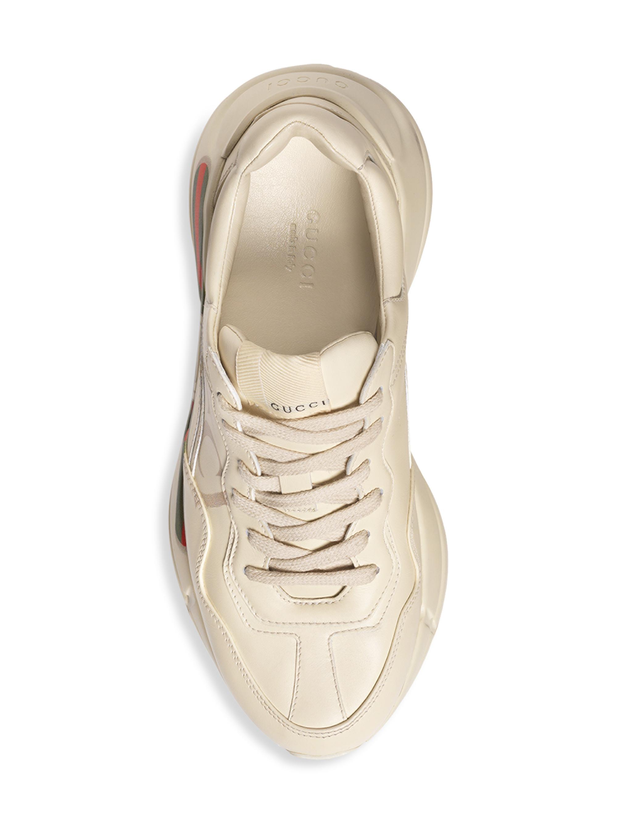 Gucci Rhyton Gucci Logo Leather Sneaker | Saks Fifth Avenue