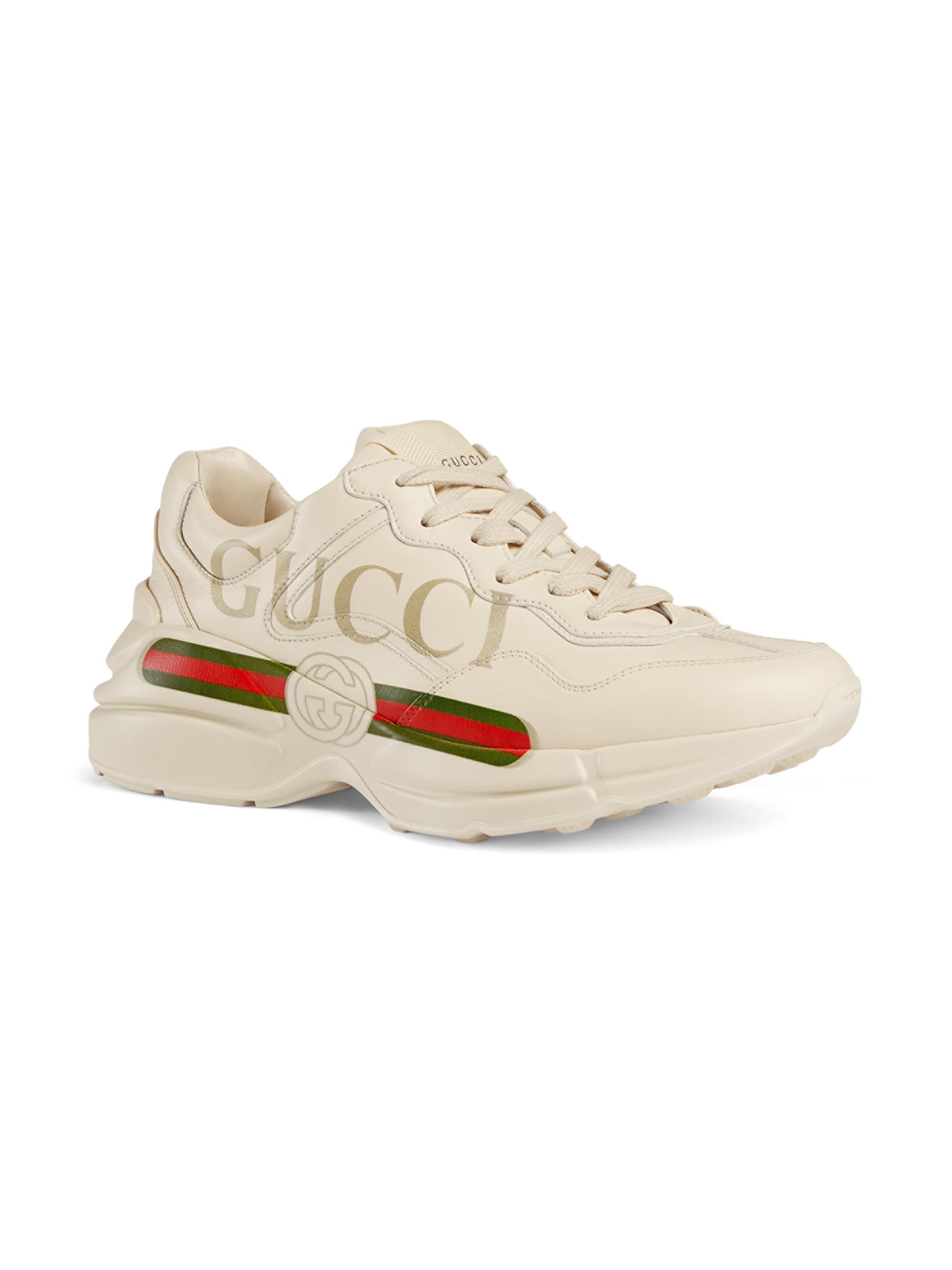 Gucci Rhyton Gucci Logo Leather Sneaker | Saks Fifth Avenue