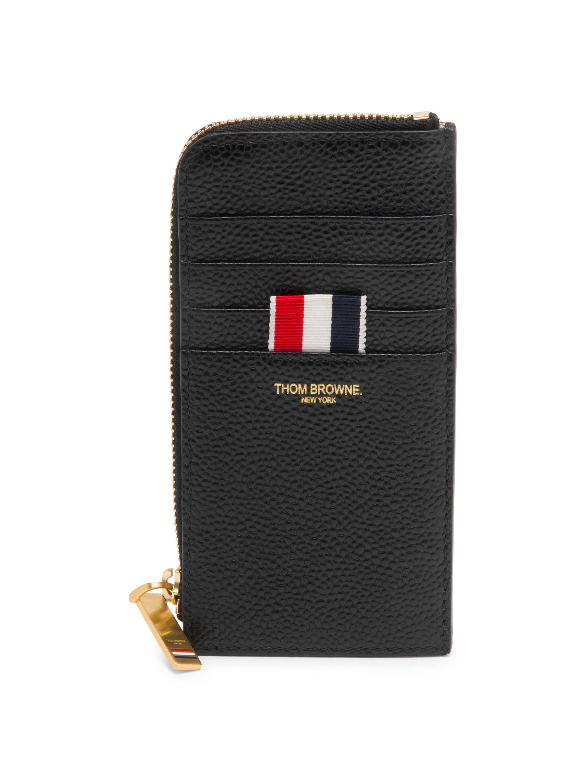 Thom Browne Men's Leather Card Case Wallet - Black