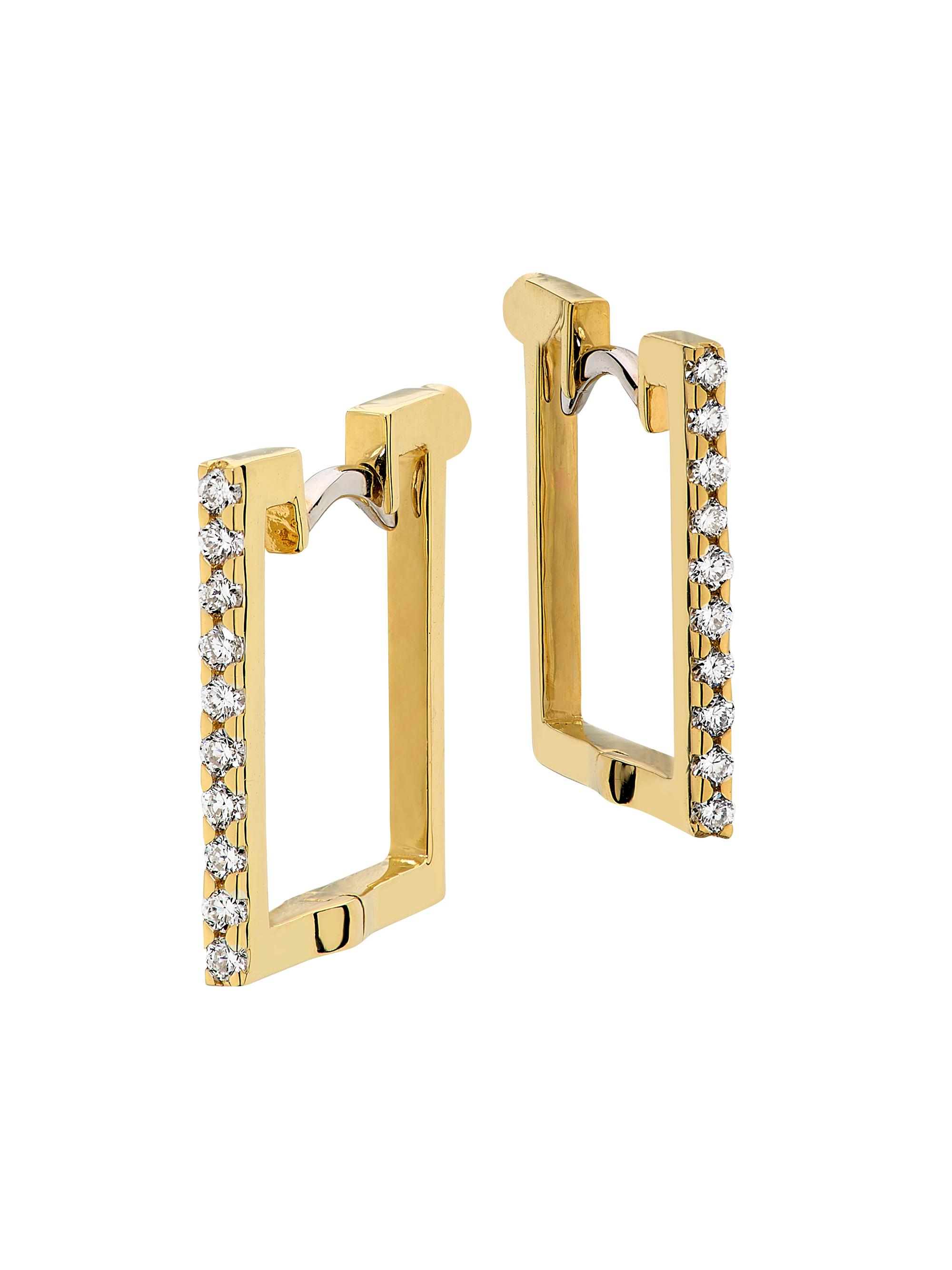 Roberto Coin Women's 18K Gold & 0.19 TCW Diamond Square Hoop Earrings - Yellow Gold