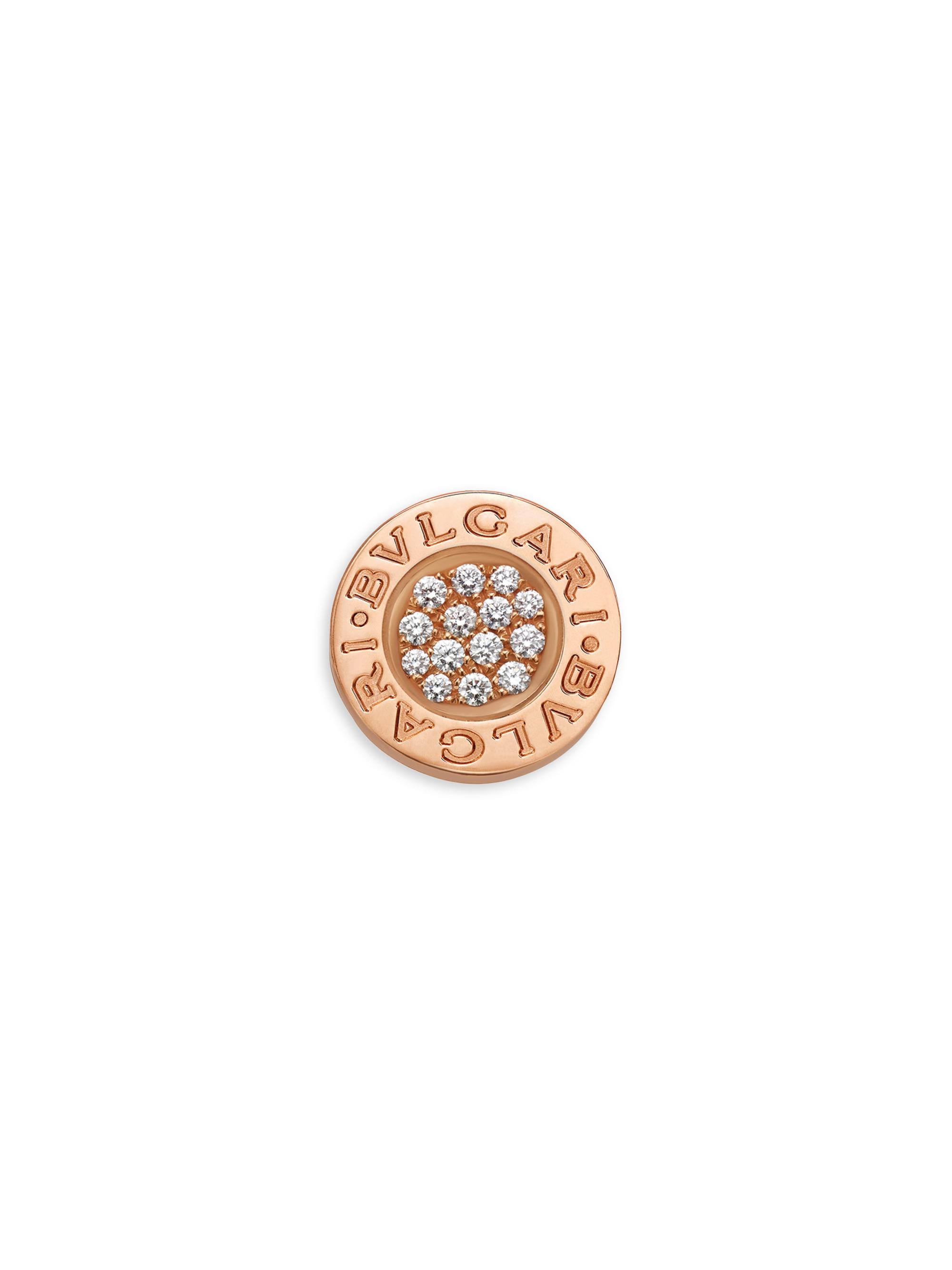 BVLGARI Women's Classic 18K Rose Gold & Diamond Single Round Stud Earring - Rose Gold