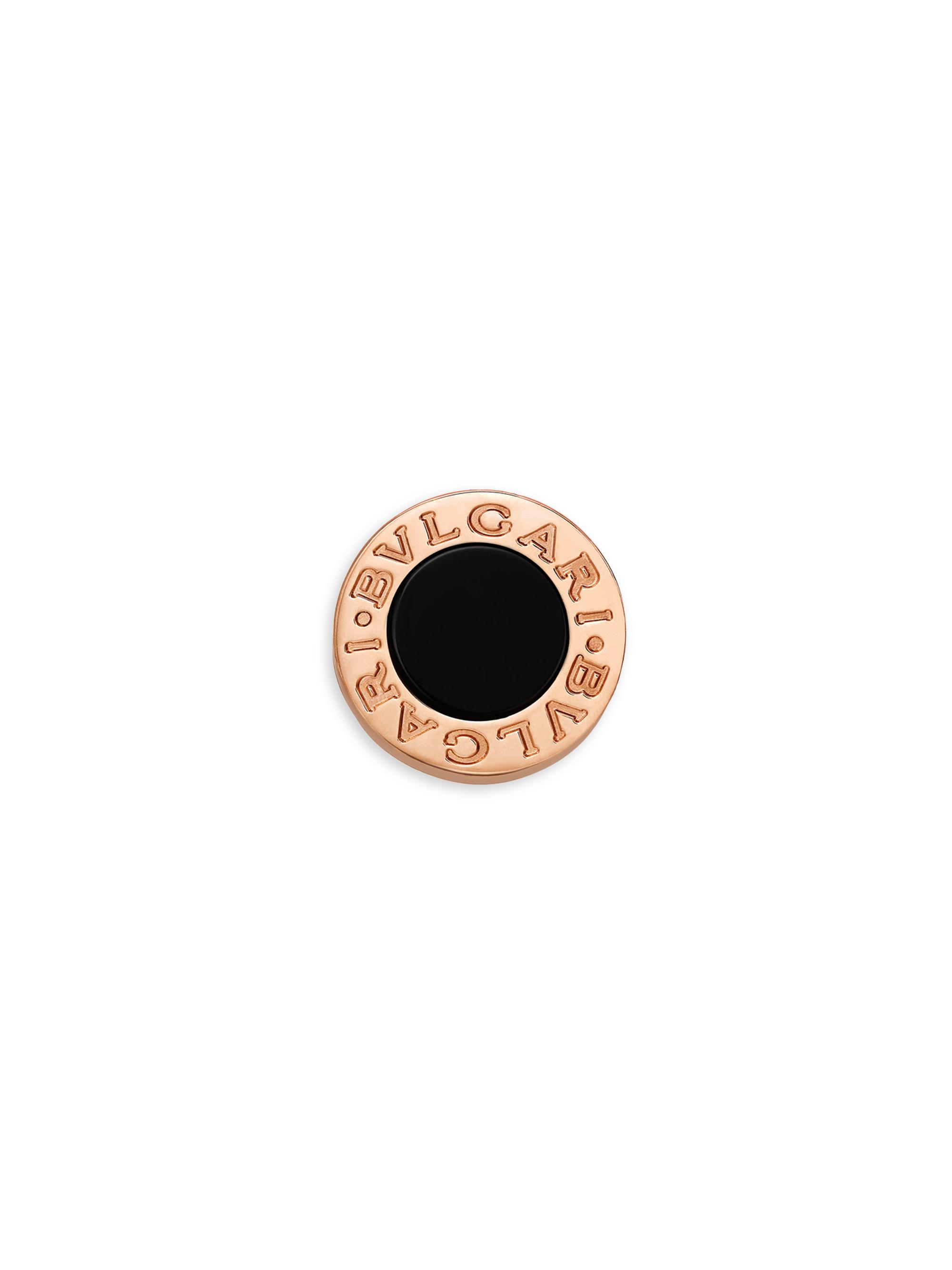 BVLGARI Women's Classic 18K Rose Gold & Onyx Single Round Stud Earring - Rose Gold