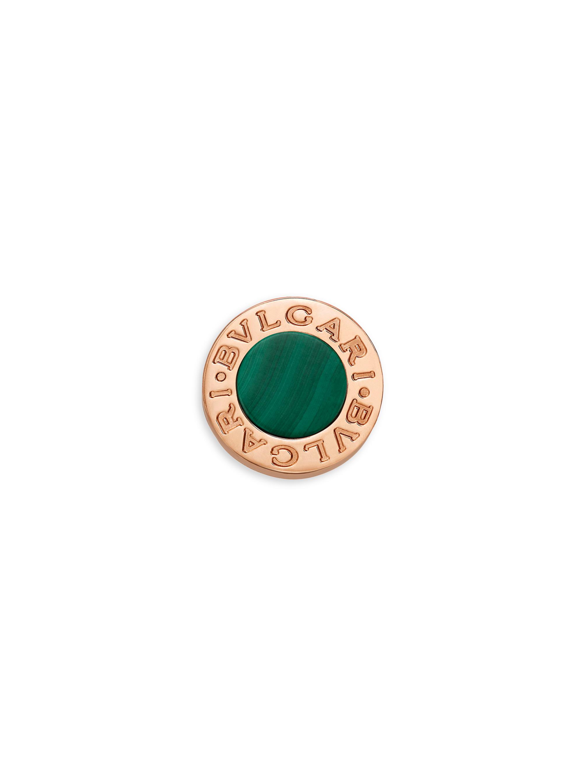 BVLGARI Women's Classic 18K Rose Gold & Malachite Single Round Stud Earring - Rose Gold