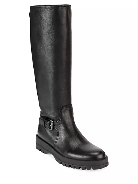 Prada 30mm Leather & Nylon Rain Boots In Black