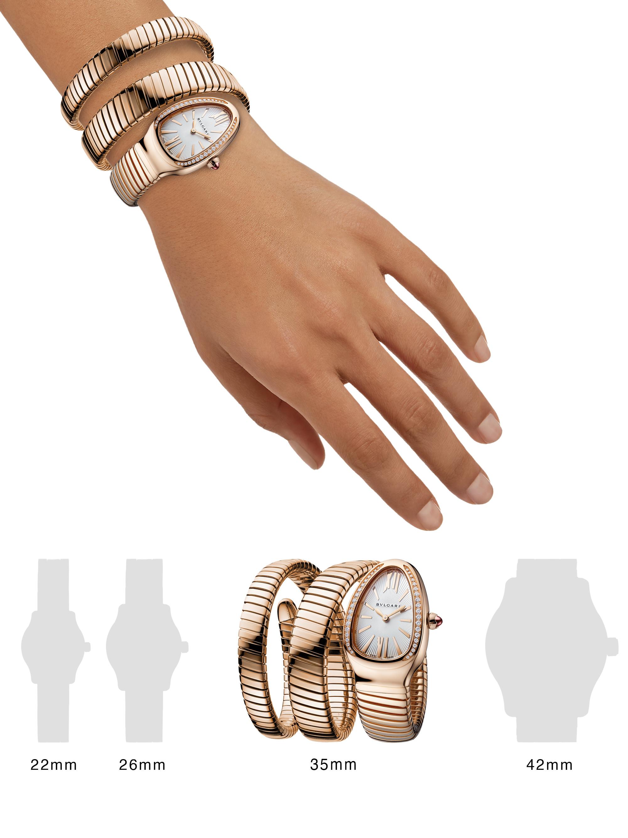 BVLGARI Serpenti Rose Gold & Diamond Double Twist Bracelet Watch