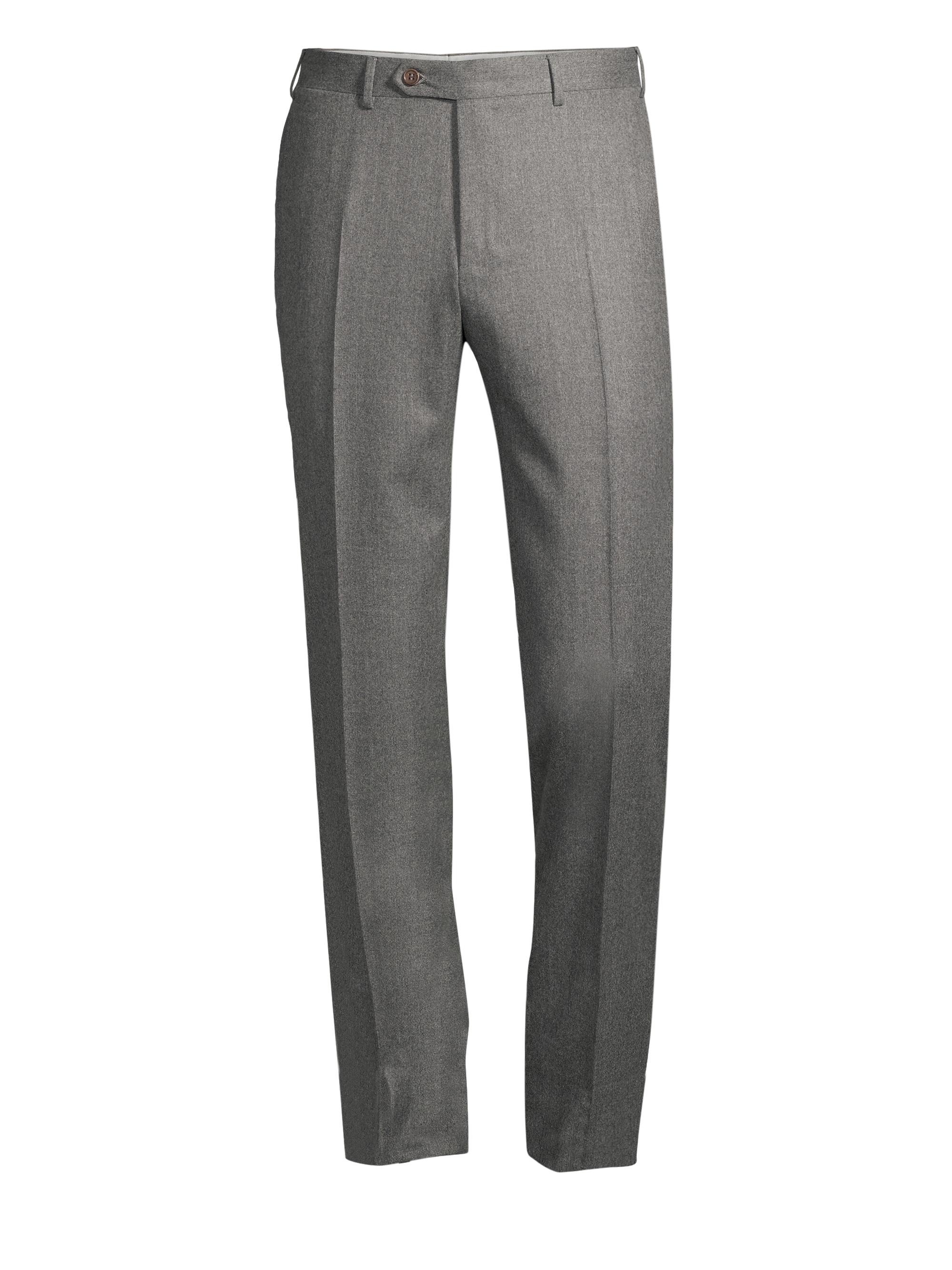 Canali Men's Flannel Wool Trousers - Light Grey