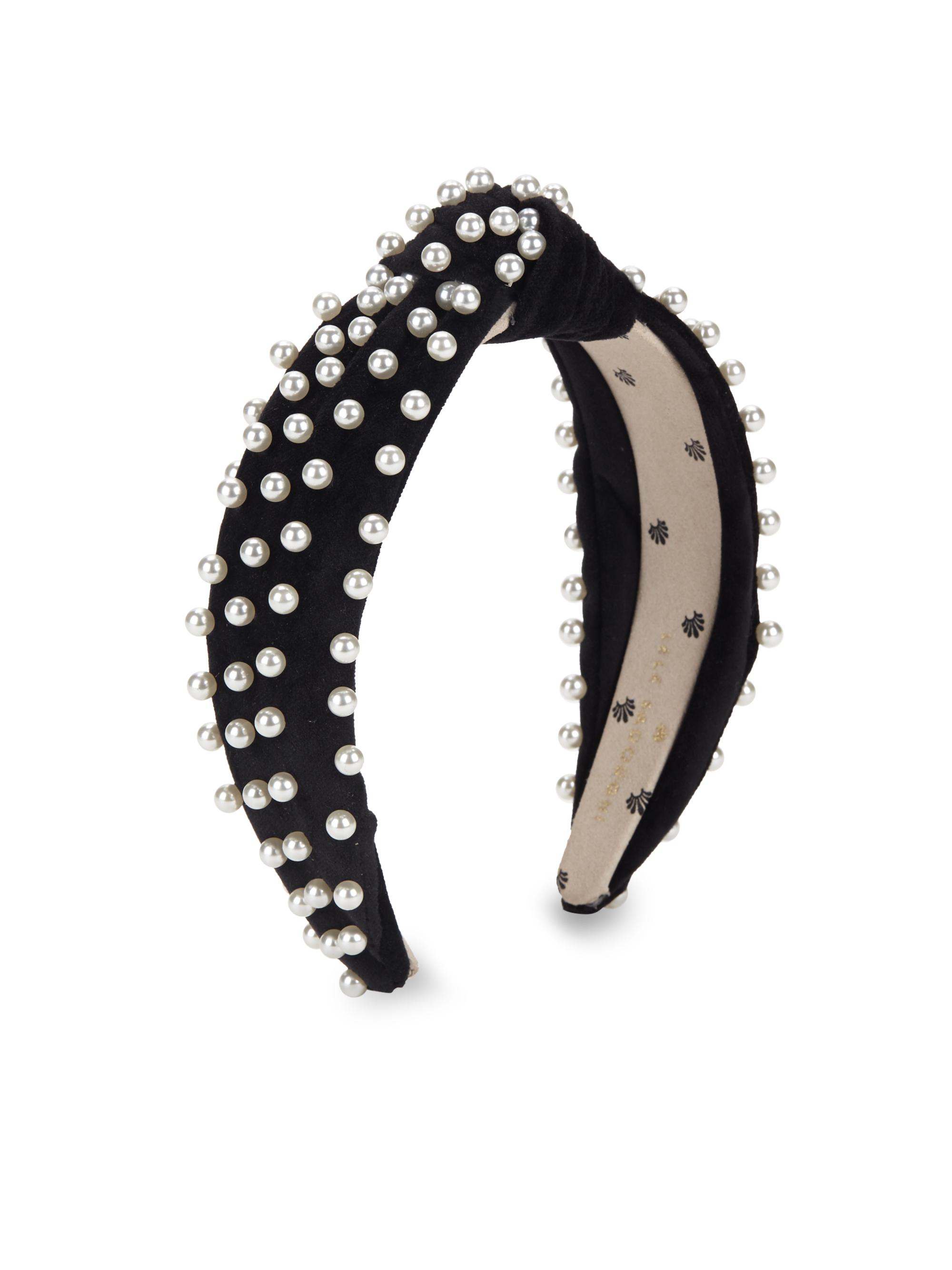 Lele Sadoughi Women's Pearl & Velvet Headband - Black