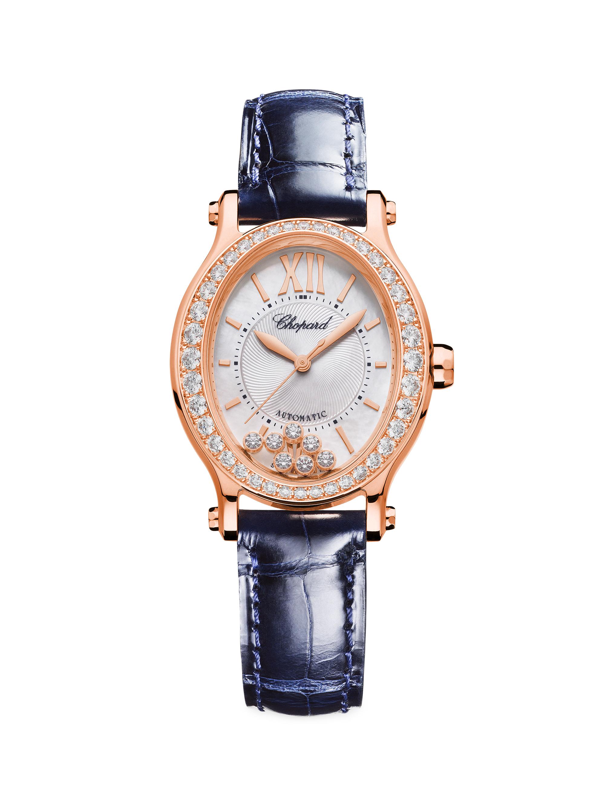 Chopard Women's Happy Sport 18K Rose Gold & Diamond Crocodile Watch