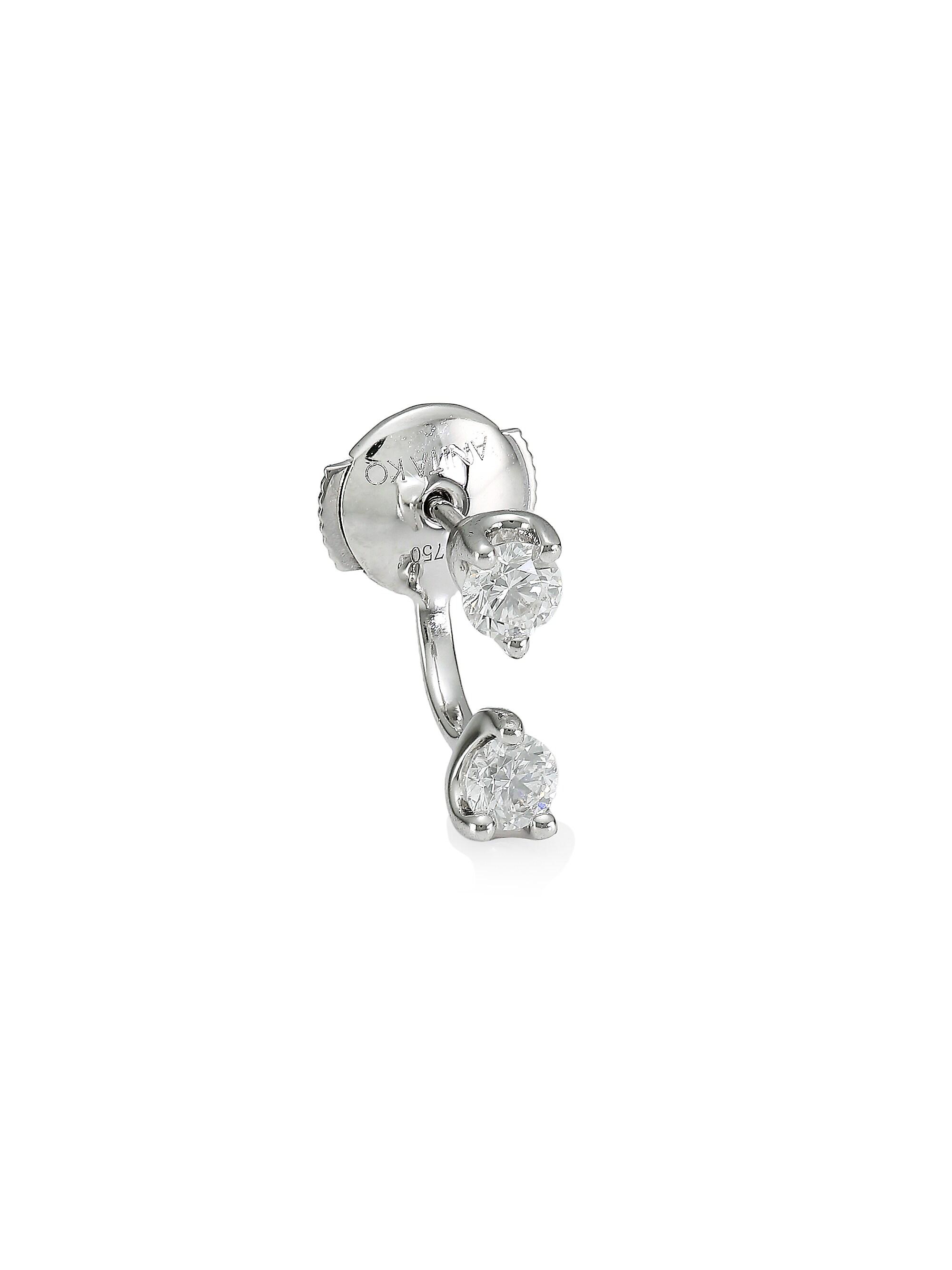 Anita Ko Women's 18K White Gold & Diamond Single Orbit Earring