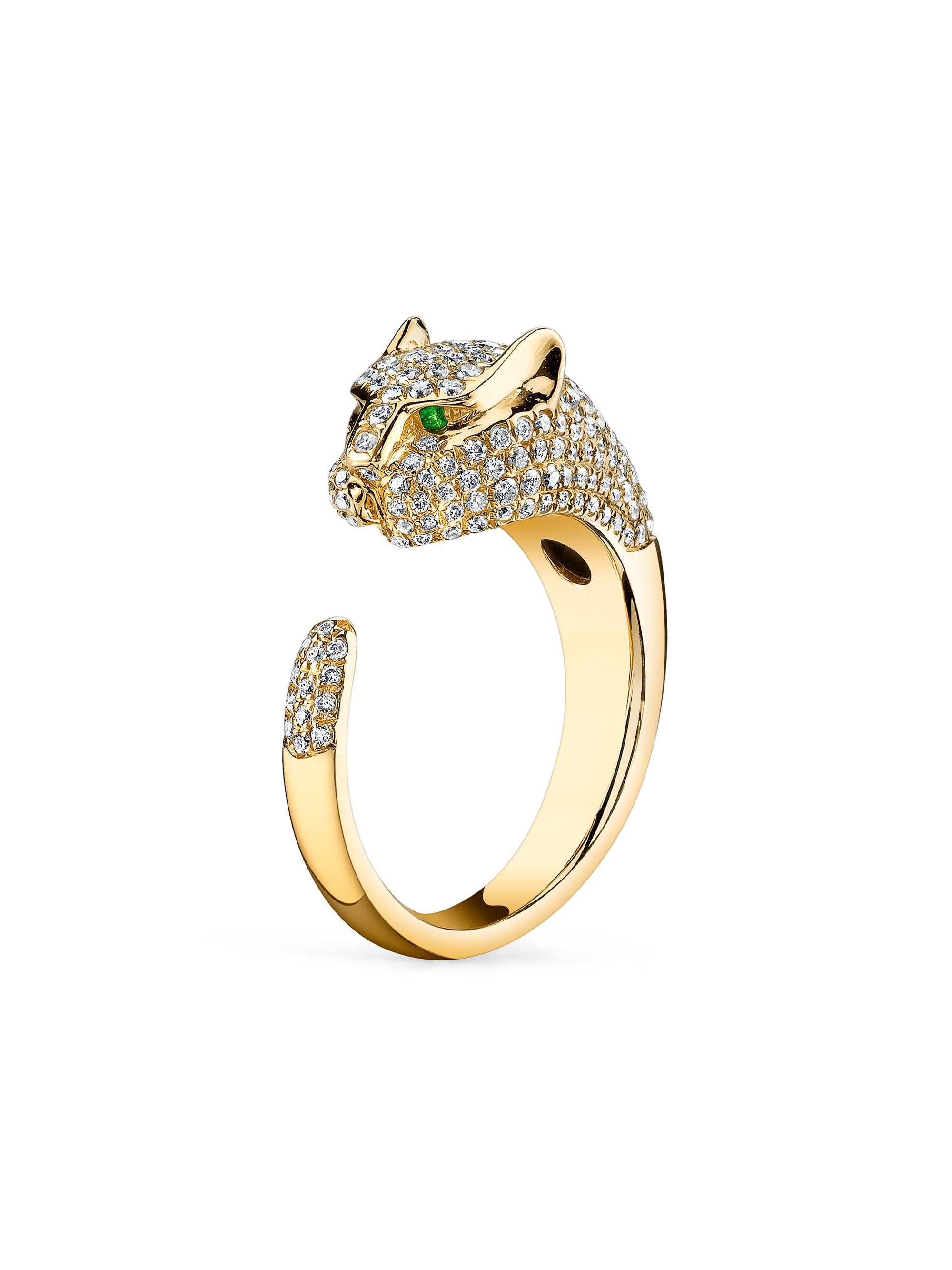 Anita Ko Women's Panther 18K Yellow Gold, 1.2 TCW Diamond & Emerald Ring - Yellow Gold