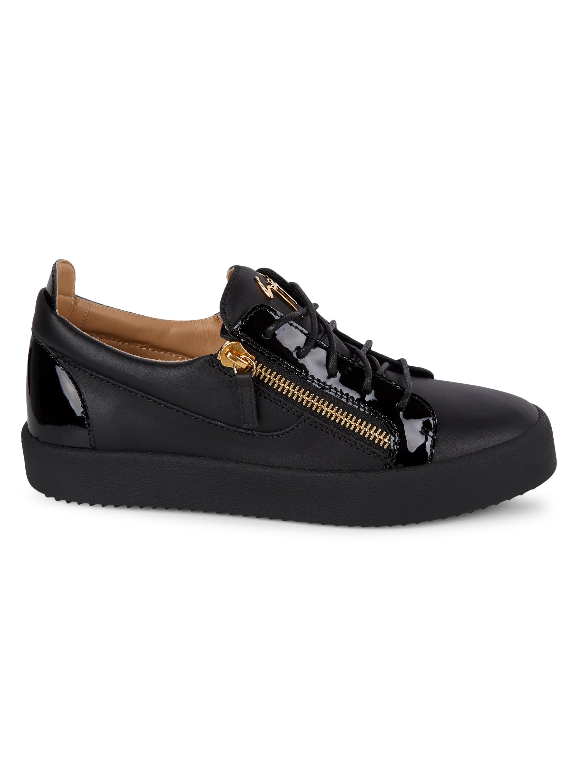 Giuseppe Zanotti Men's Two-Tone Leather Low-Top Platform Sneakers - Vague Nero