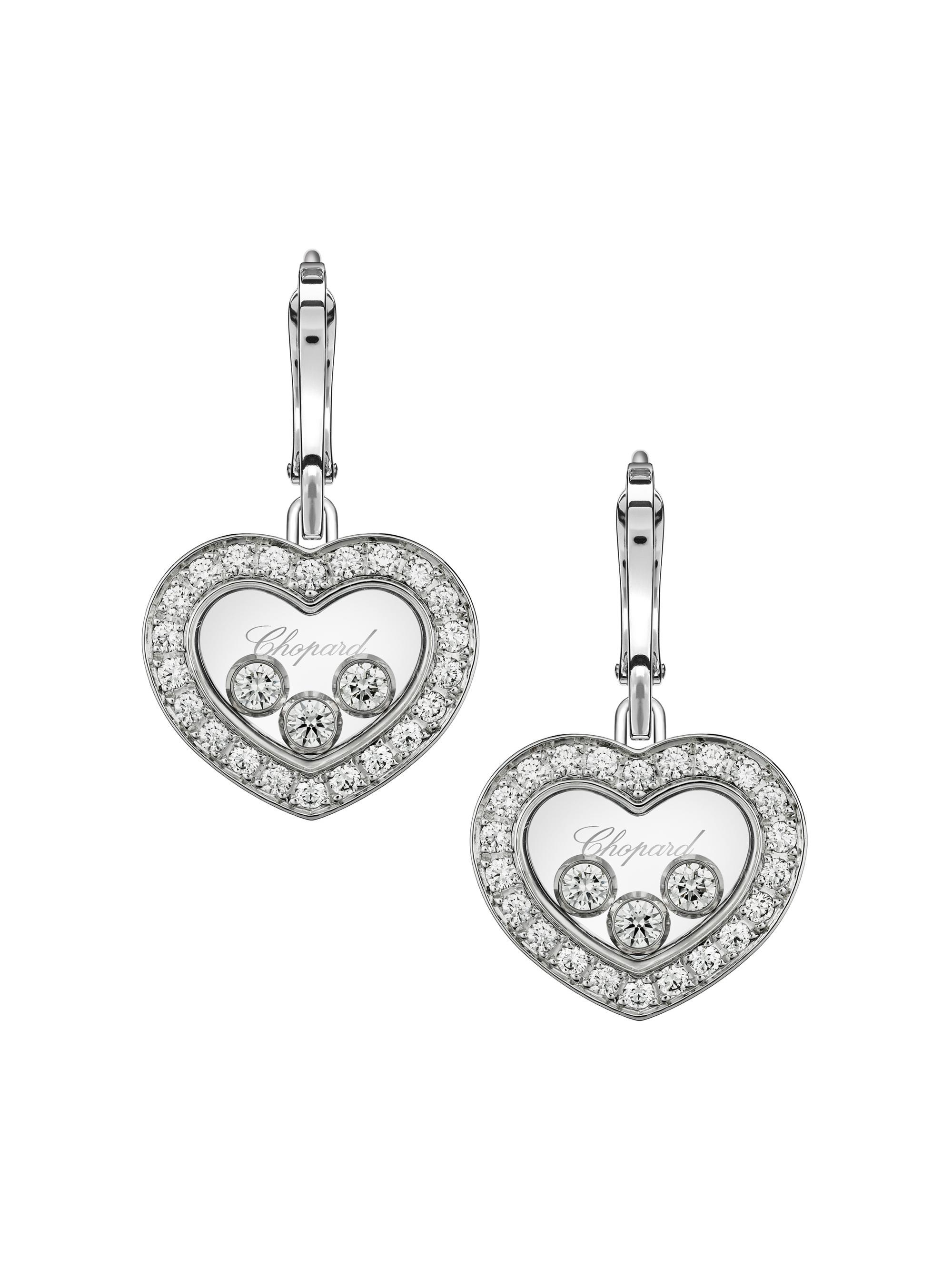 Chopard Women's Happy Diamonds 18K White Gold & Diamond Pavé Drop Earrings