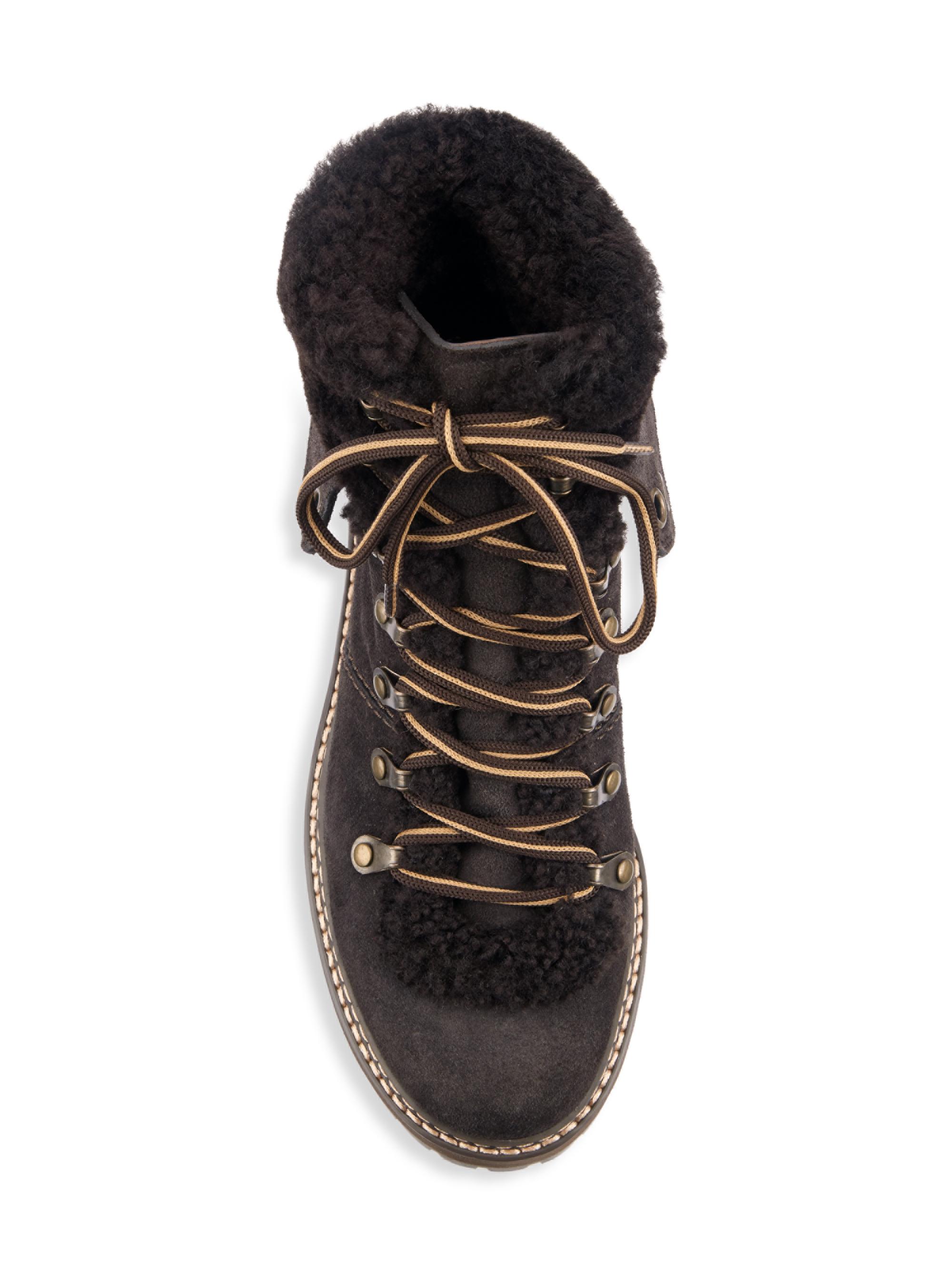 See by Chloé Eileen Lace-Up Shearling-Lined Ankle Boots | Saks