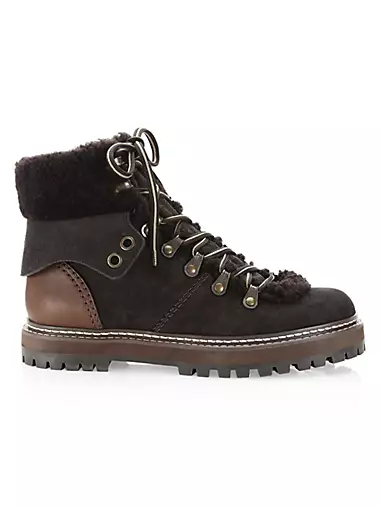 Eileen Lace-Up Shearling-Lined Ankle Boots