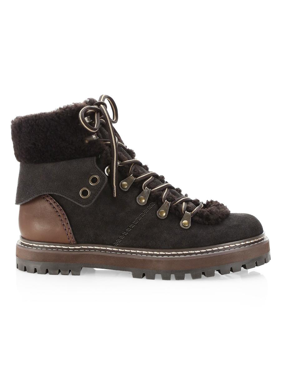 シーバイクロエ　Eileen アンクルブーツ SEE BY CHLOÉ Eileen leather-trimmed nubuck ankle boots | NET